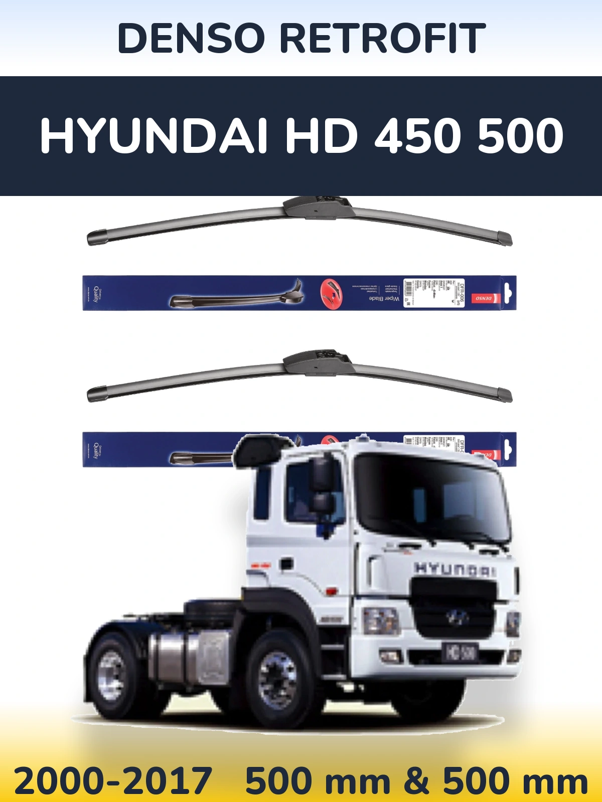 Комплект передніх щіток Denso Retrofit 500 & 500 мм для Hyundai HD 450 500 2000-2017