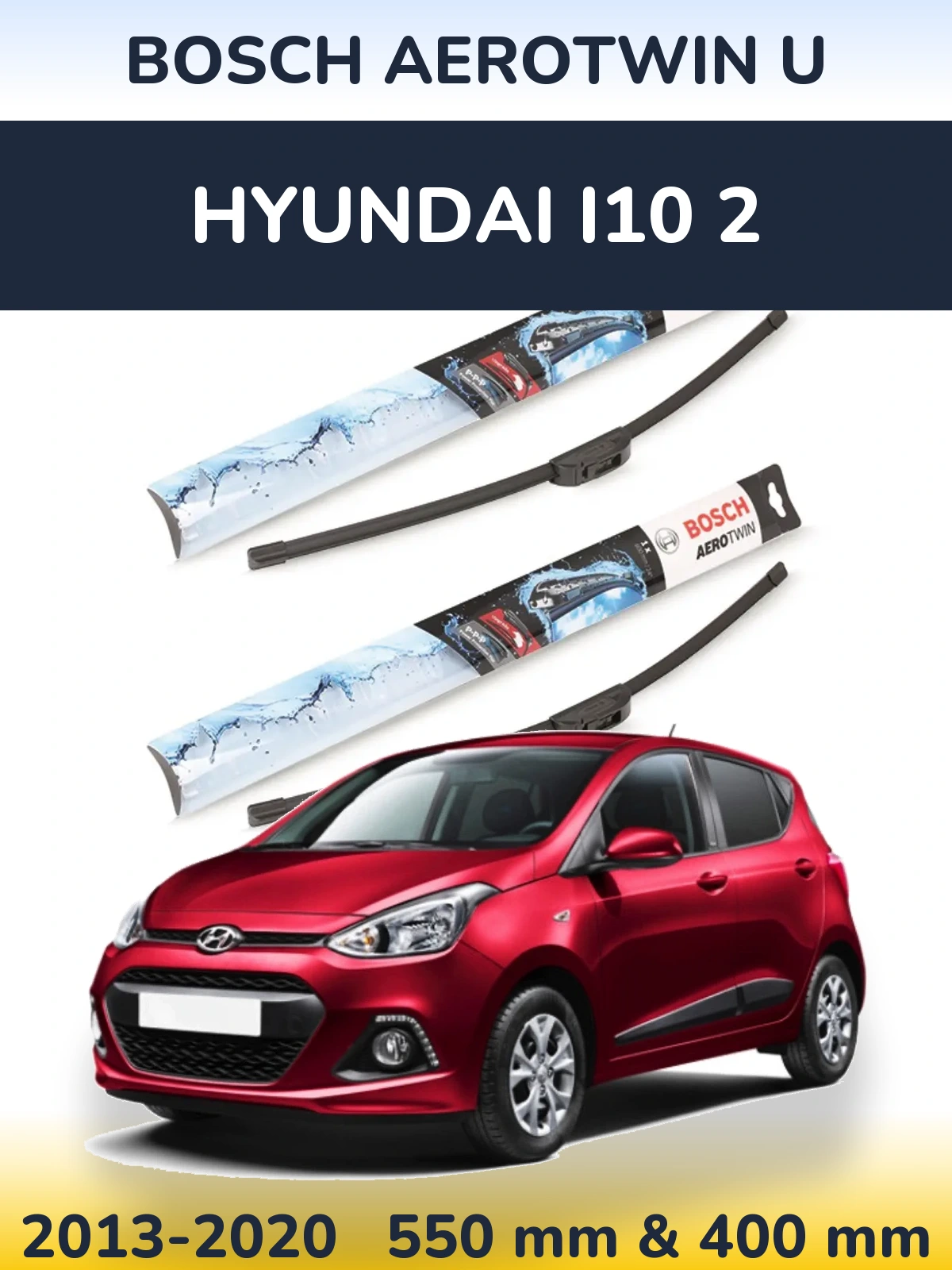 Sada předních stěračů BOSCH AeroTwin U 550 a 400 mm pro Hyundai i10 2 2013-2020