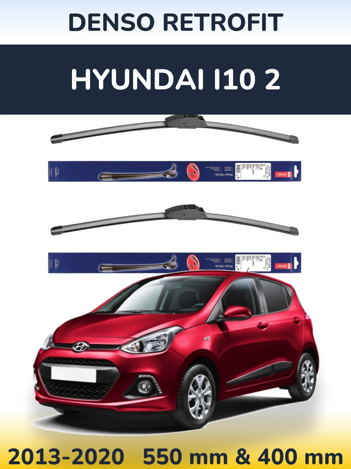 Sada předních stěračů Denso Retrofit 550 a 400 mm pro Hyundai i10 2 2013-2020