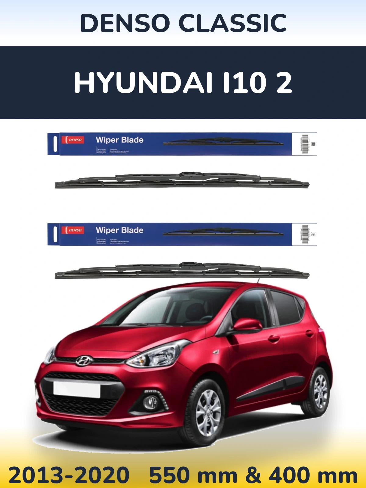 Sada předních stěračů Denso Classic 550 a 400 mm pro Hyundai i10 2 2013-2020