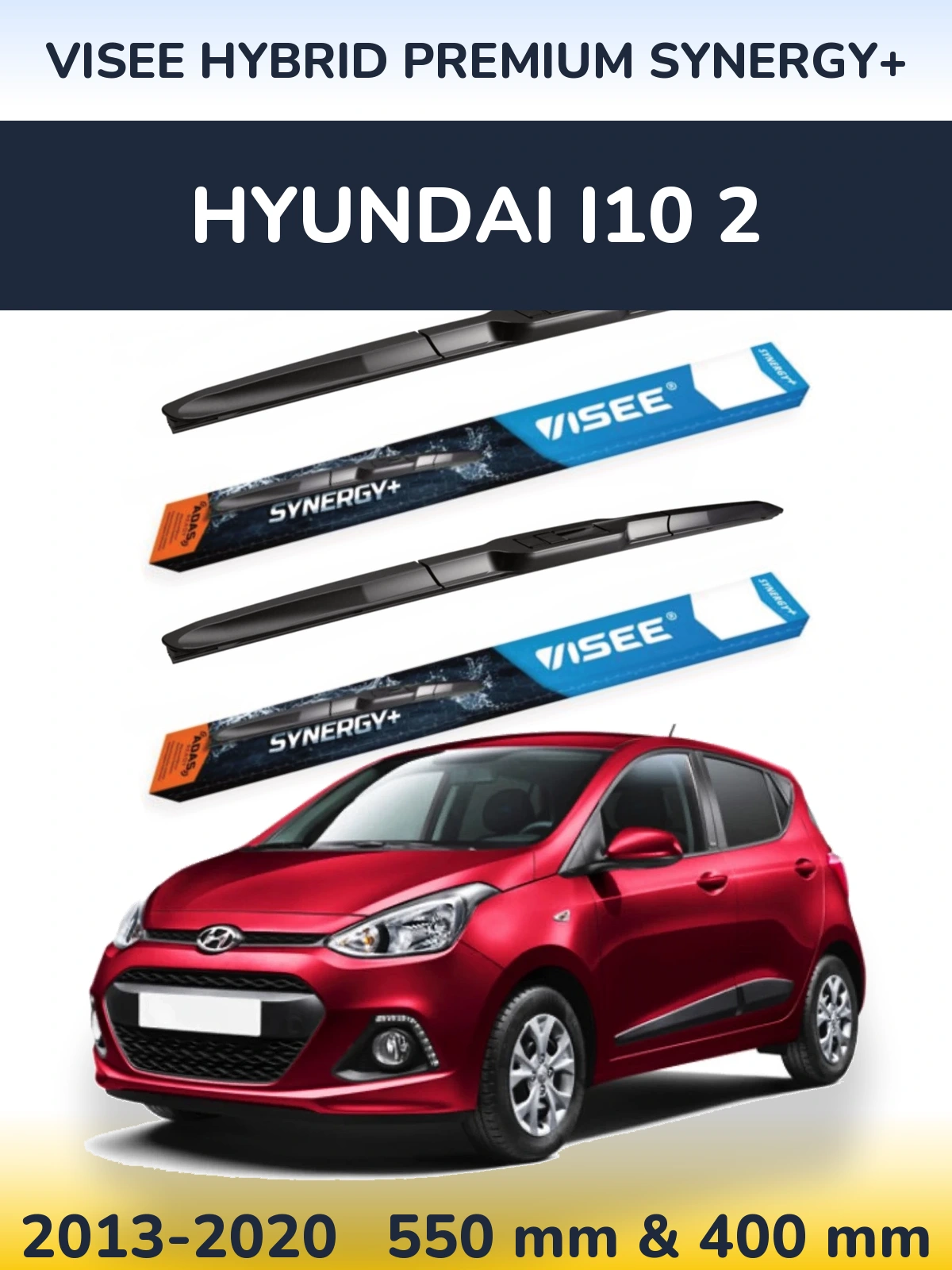 Sada předních stěračů VISEE HYBRID PREMIUM SYNERGY+ 550 a 400 mm pro Hyundai i10 2 2013-2020