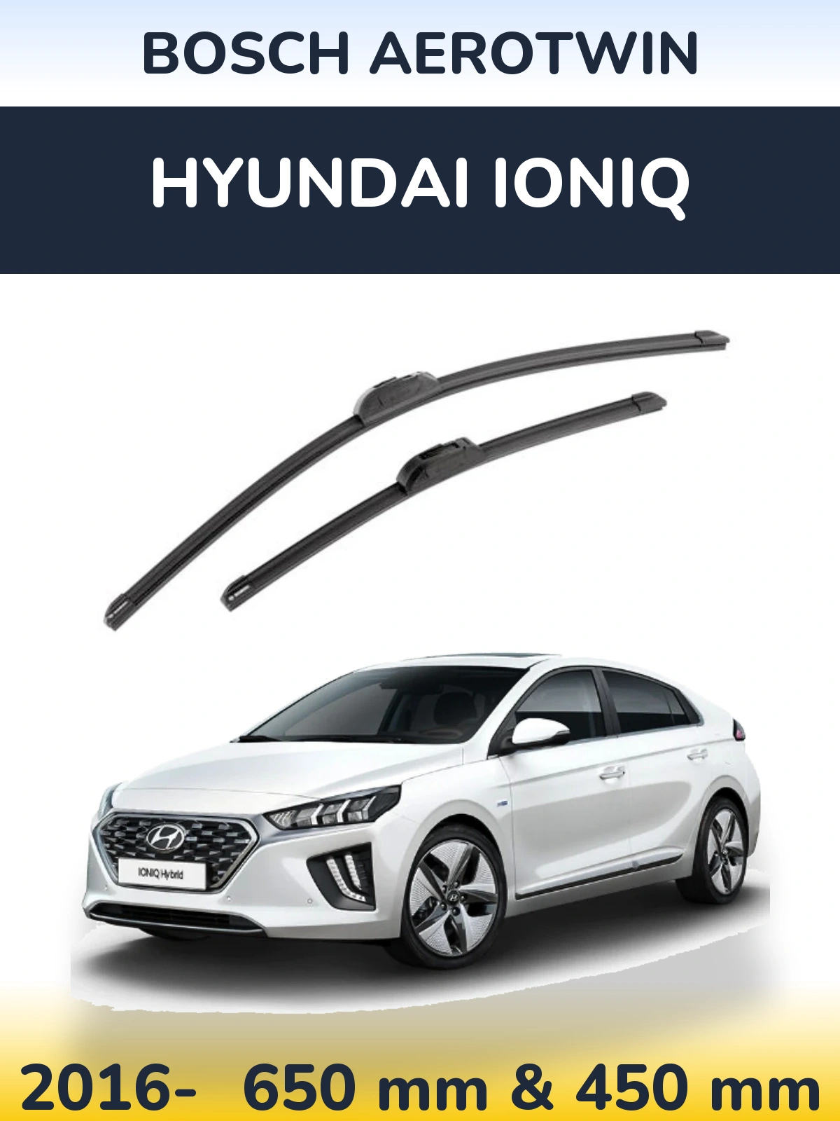 Комплект передніх щіток BOSCH AeroTwin 650 & 450 мм для Hyundai IONIQ 2016-2026