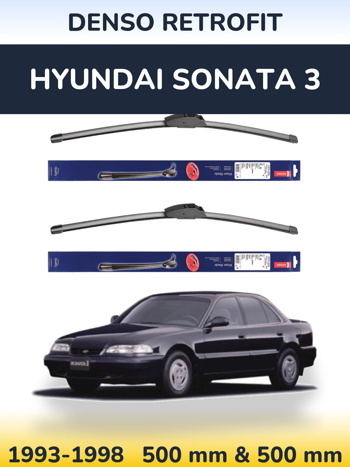 Sada předních stěračů Denso Retrofit 500 a 500 mm pro Hyundai Sonata 3 1993-1998
