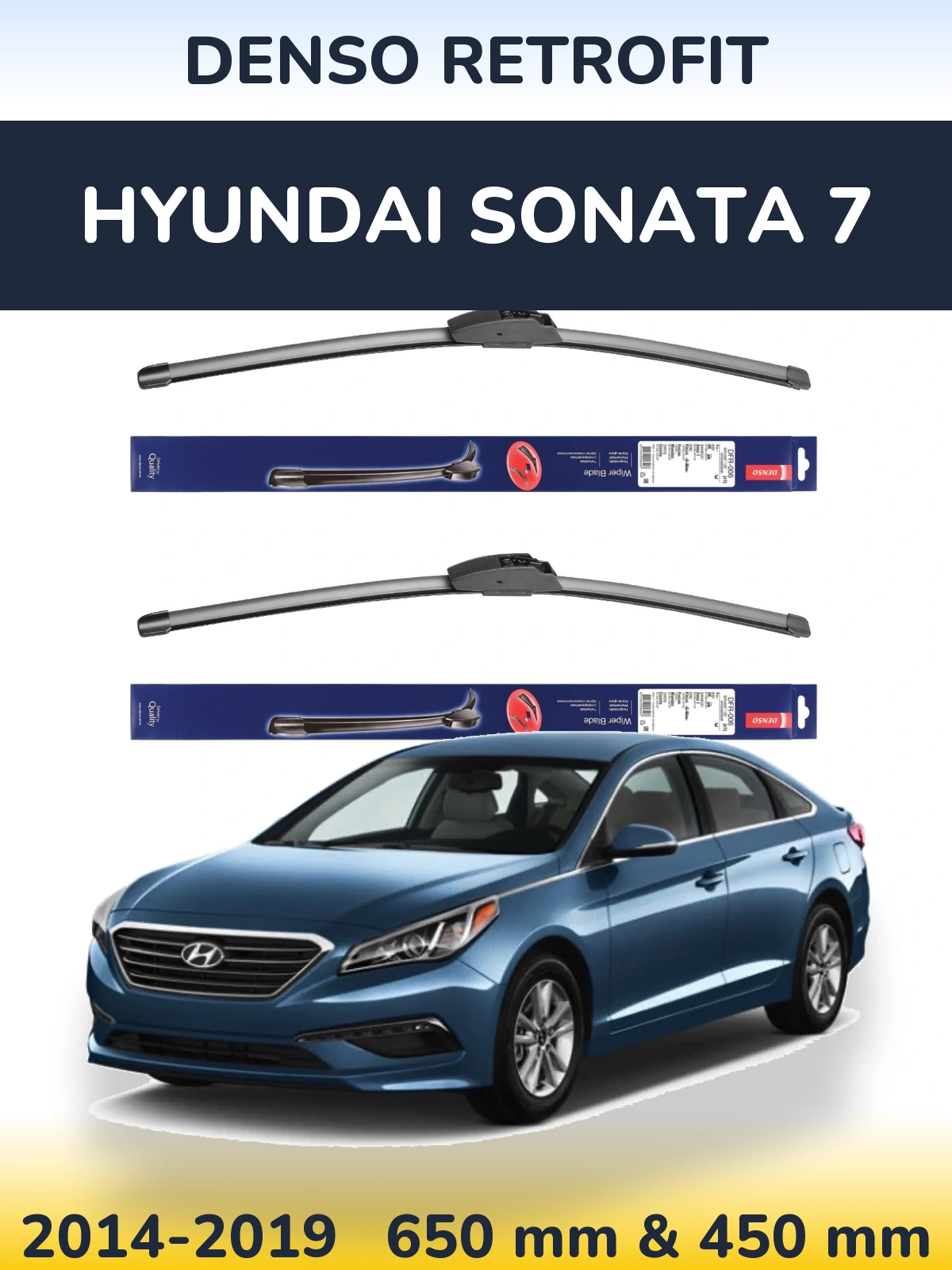 Sada předních stěračů Denso Retrofit 650 a 450 mm pro Hyundai Sonata 7 2014-2019