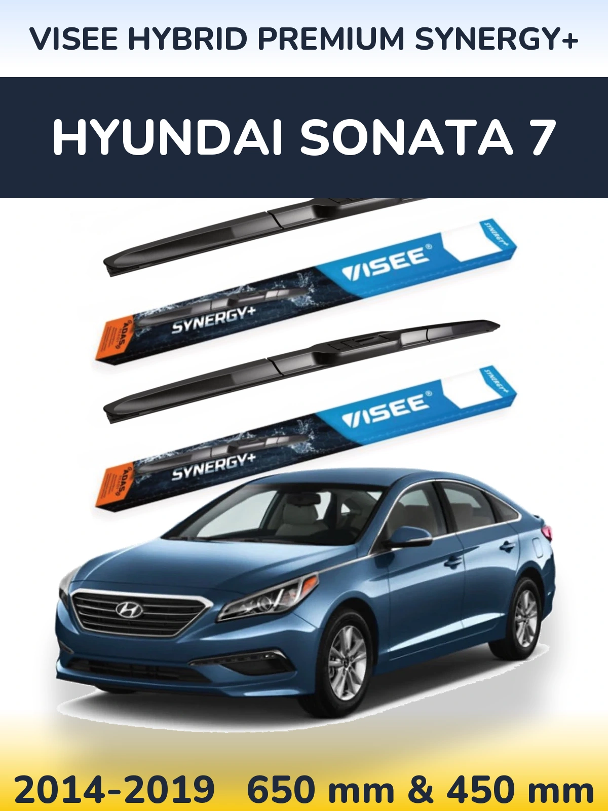 Sada předních stěračů VISEE HYBRID PREMIUM SYNERGY+ 650 a 450 mm pro Hyundai Sonata 7 2014-2019