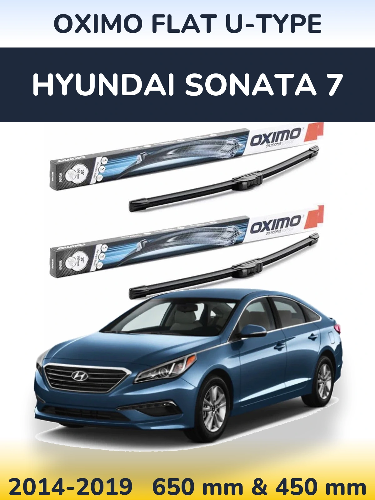 Sada předních stěračů Oximo Flat U-type 650 a 450 mm pro Hyundai Sonata 7 2014-2019