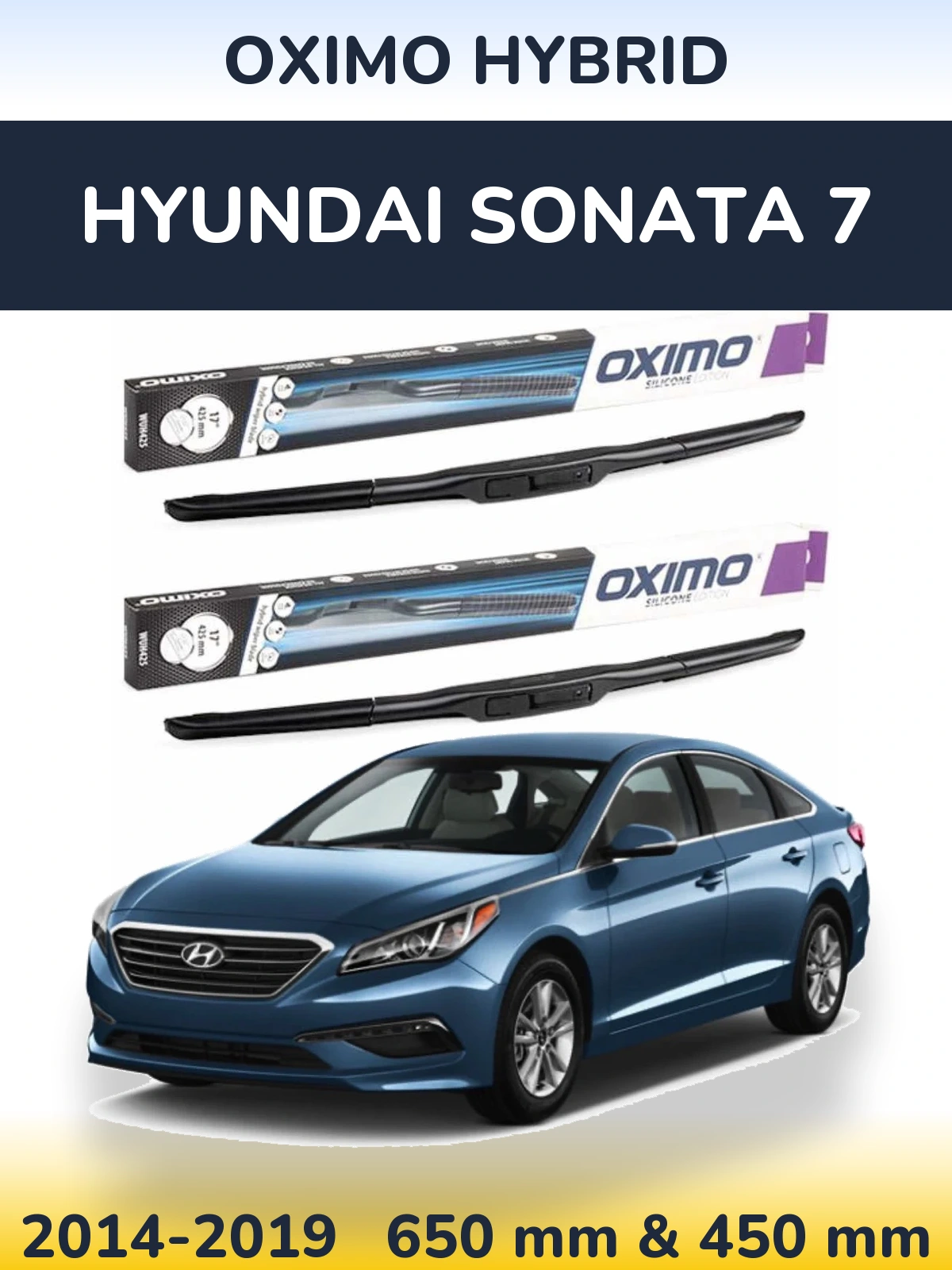 Sada předních stěračů Oximo Hybrid 650 a 450 mm pro Hyundai Sonata 7 2014-2019