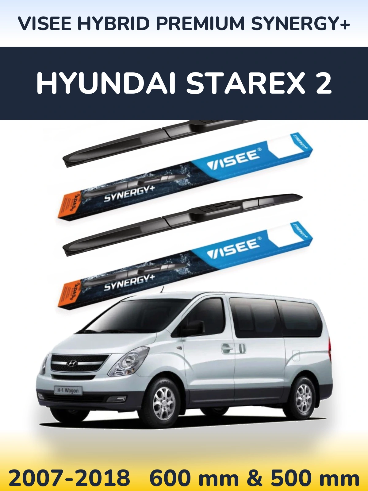 Sada předních stěračů VISEE HYBRID PREMIUM SYNERGY+ 600 a 500 mm pro Hyundai Starex 2 2007-2018
