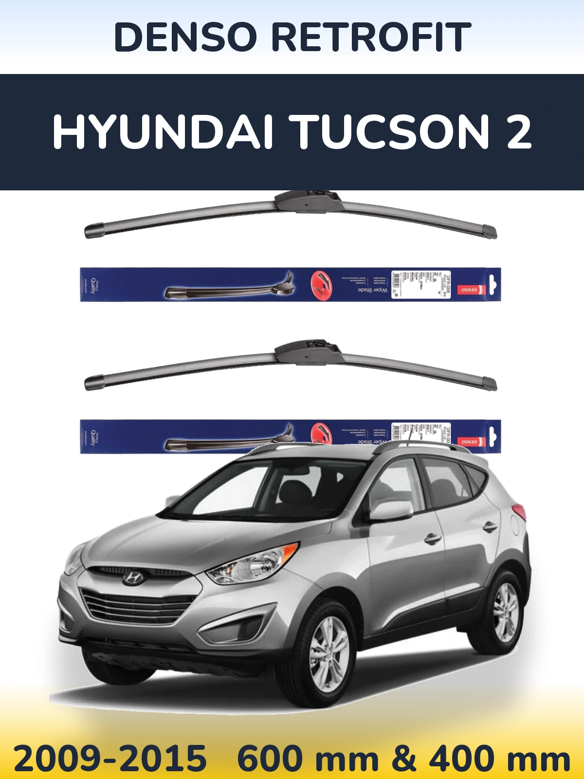 Sada předních stěračů Denso Retrofit 600 a 400 mm pro Hyundai Tucson 2 2009-2015