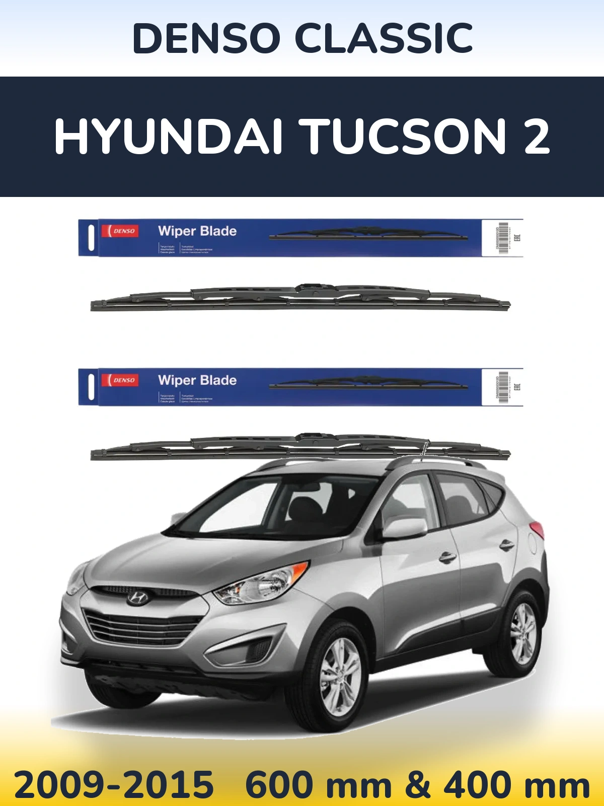 Sada předních stěračů Denso Classic 600 a 400 mm pro Hyundai Tucson 2 2009-2015