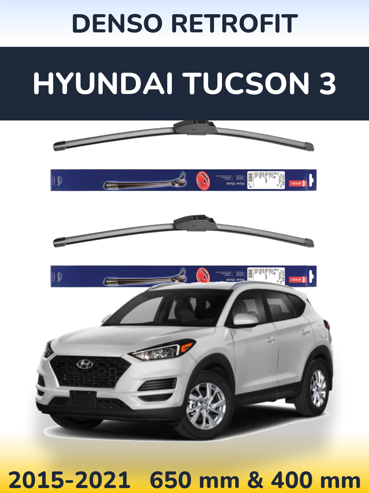 Sada předních stěračů Denso Retrofit 650 a 400 mm pro Hyundai Tucson 3 2015-2021