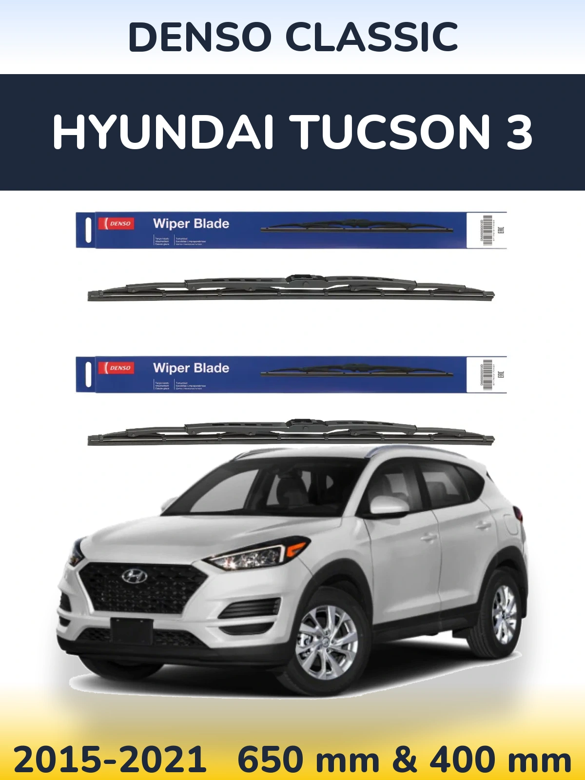 Sada předních stěračů Denso Classic 650 a 400 mm pro Hyundai Tucson 3 2015-2021