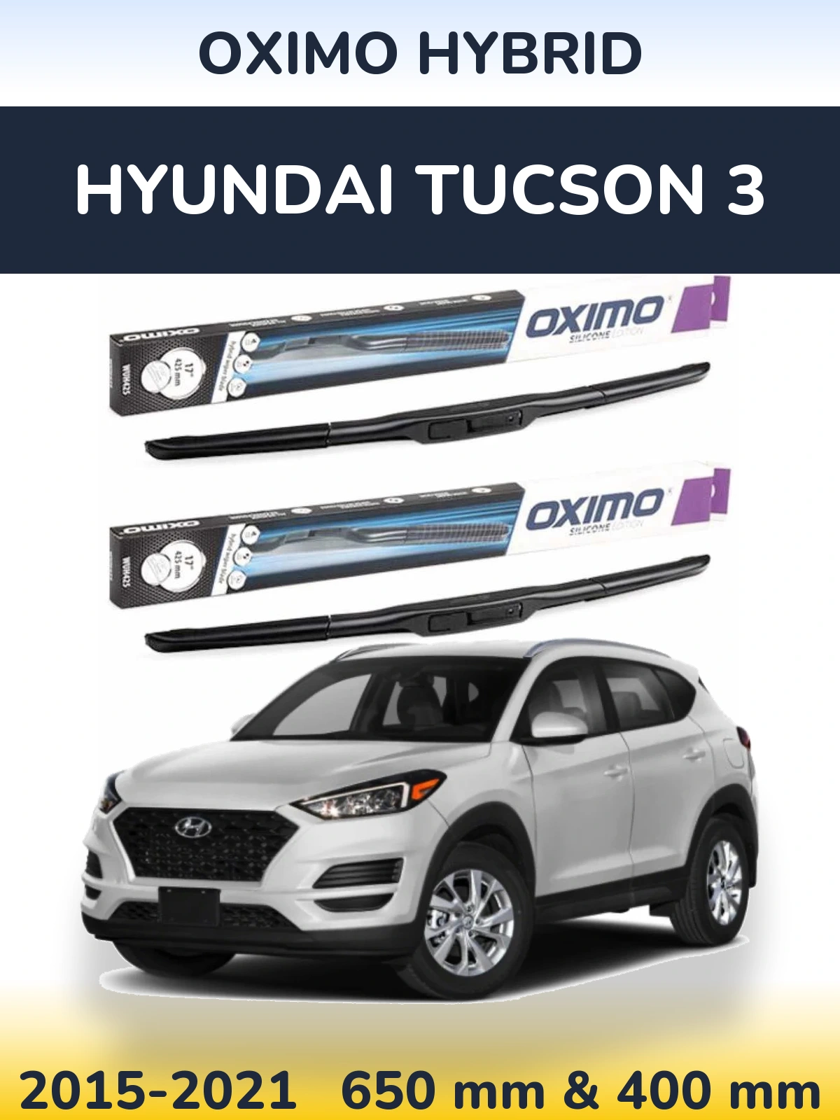 Sada předních stěračů Oximo Hybrid 650 a 400 mm pro Hyundai Tucson 3 2015-2021