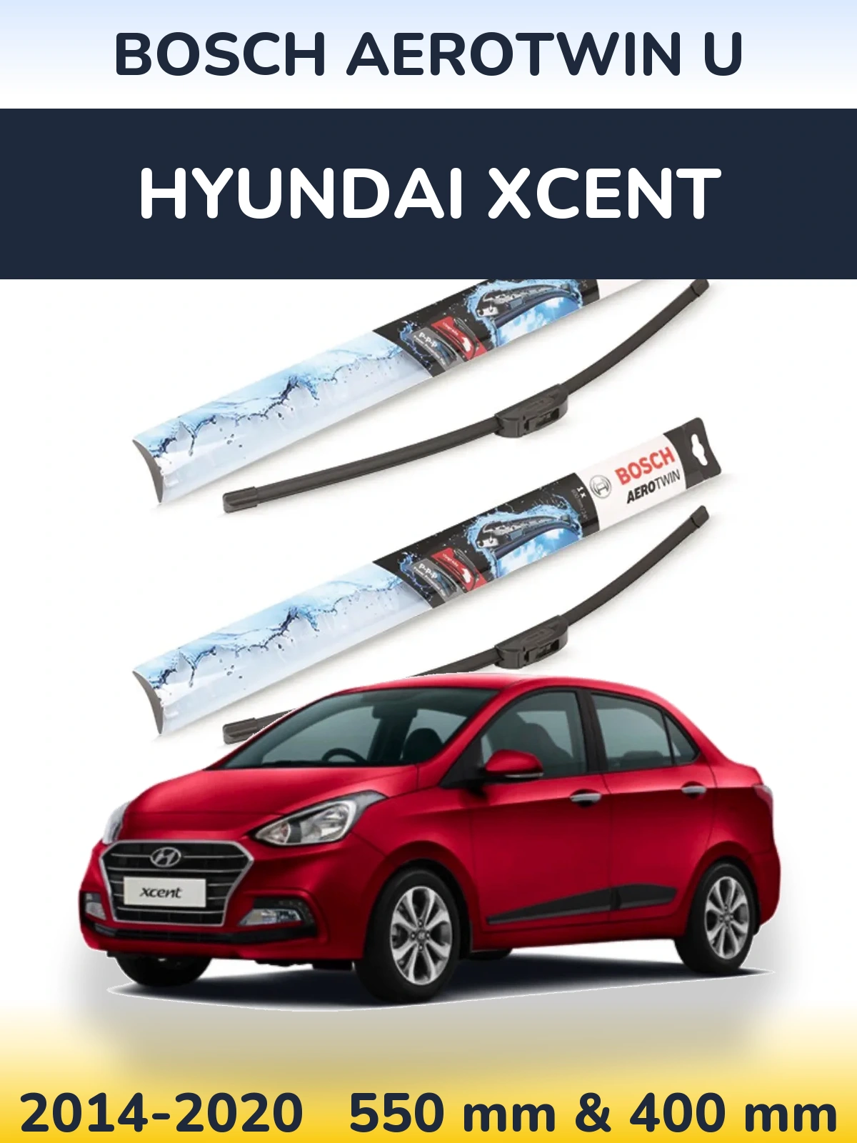 Sada předních stěračů BOSCH AeroTwin U 550 a 400 mm pro Hyundai Xcent 2014-2020
