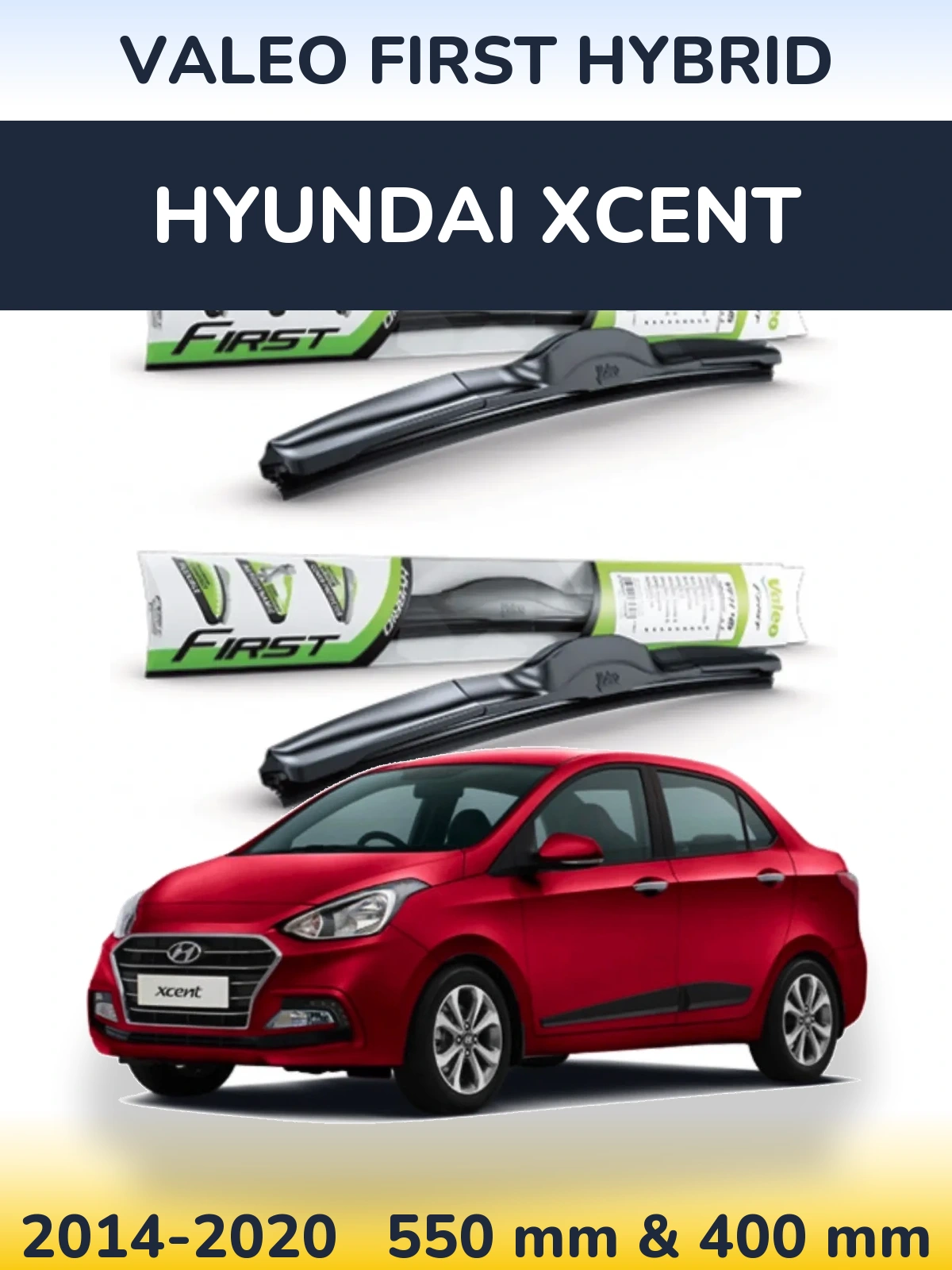 Sada předních stěračů Valeo First Hybrid 550 a 400 mm pro Hyundai Xcent 2014-2020