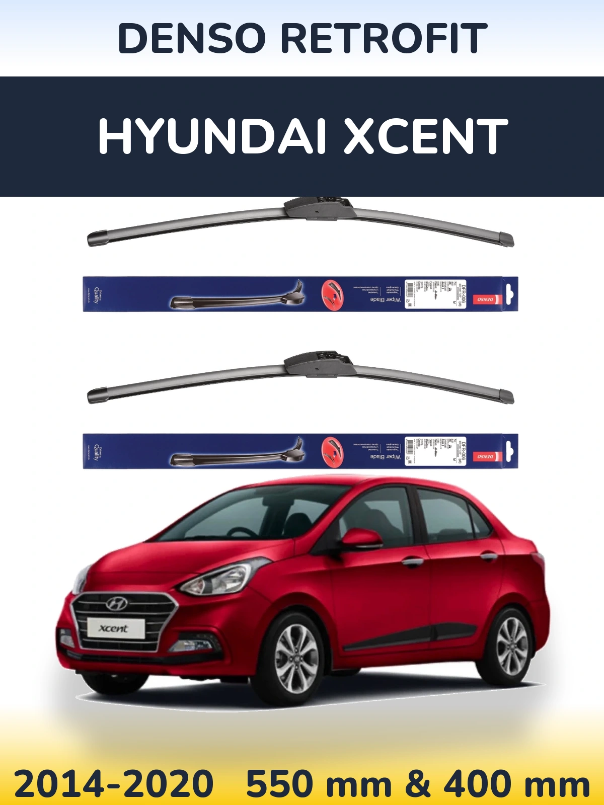 Sada předních stěračů Denso Retrofit 550 a 400 mm pro Hyundai Xcent 2014-2020