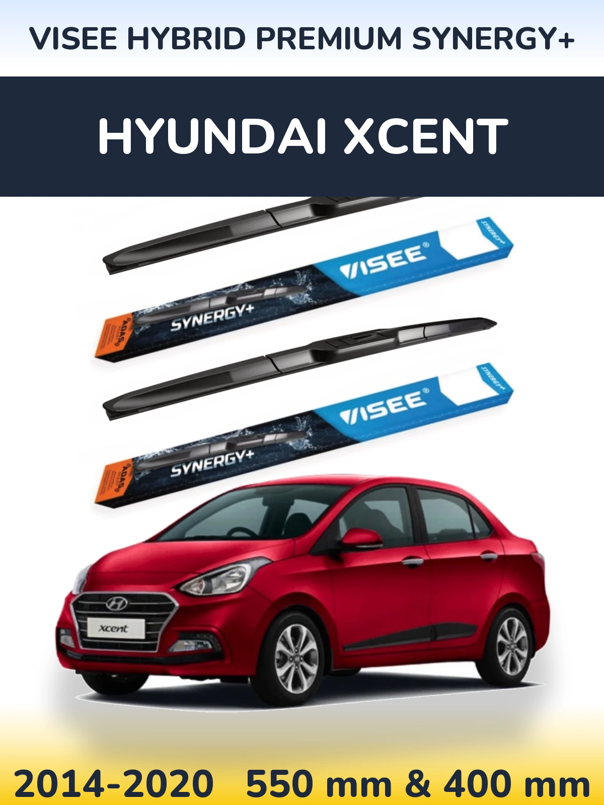 Sada předních stěračů VISEE HYBRID PREMIUM SYNERGY+ 550 a 400 mm pro Hyundai Xcent 2014-2020