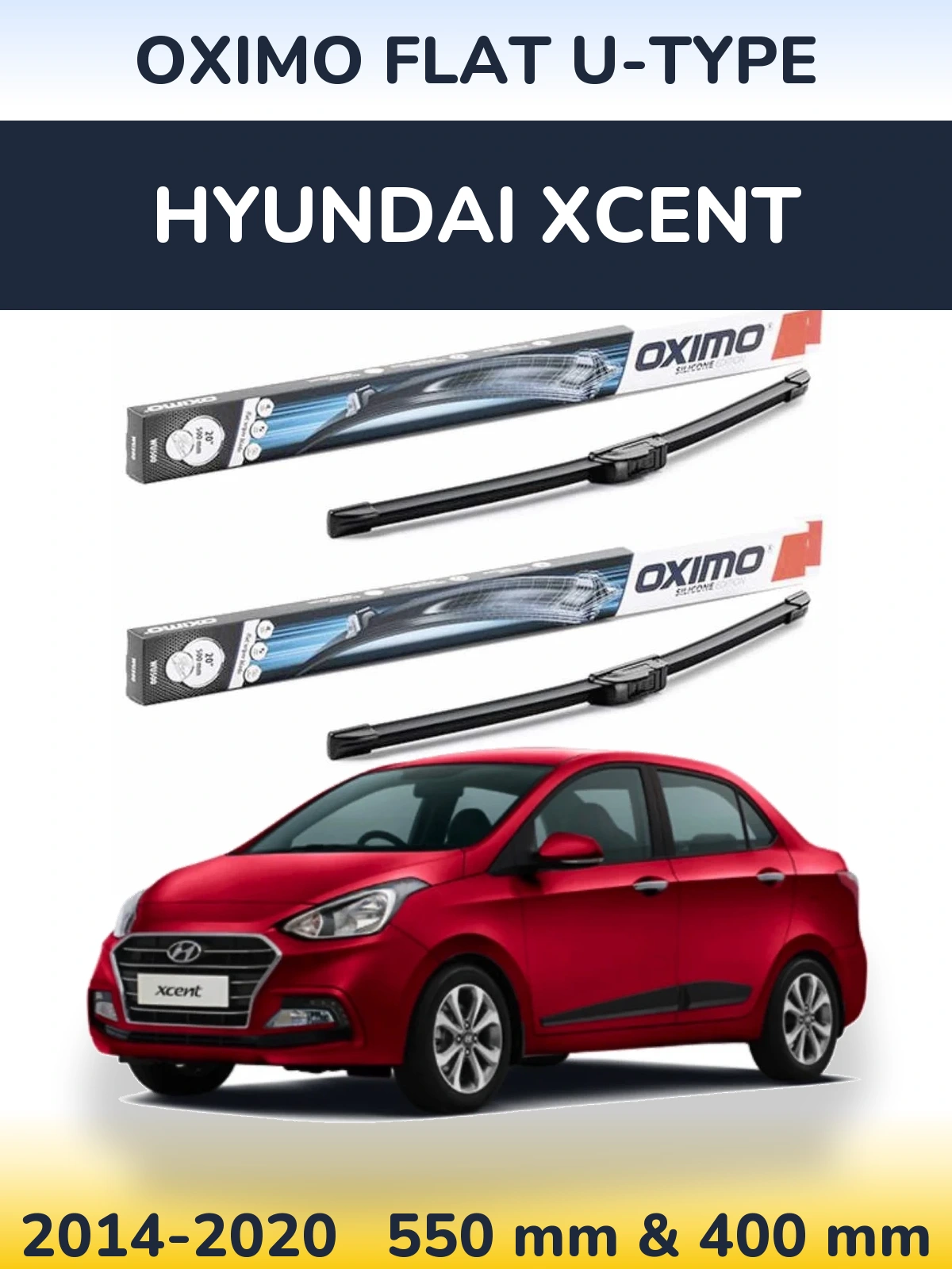 Sada předních stěračů Oximo Flat U-type 550 a 400 mm pro Hyundai Xcent 2014-2020