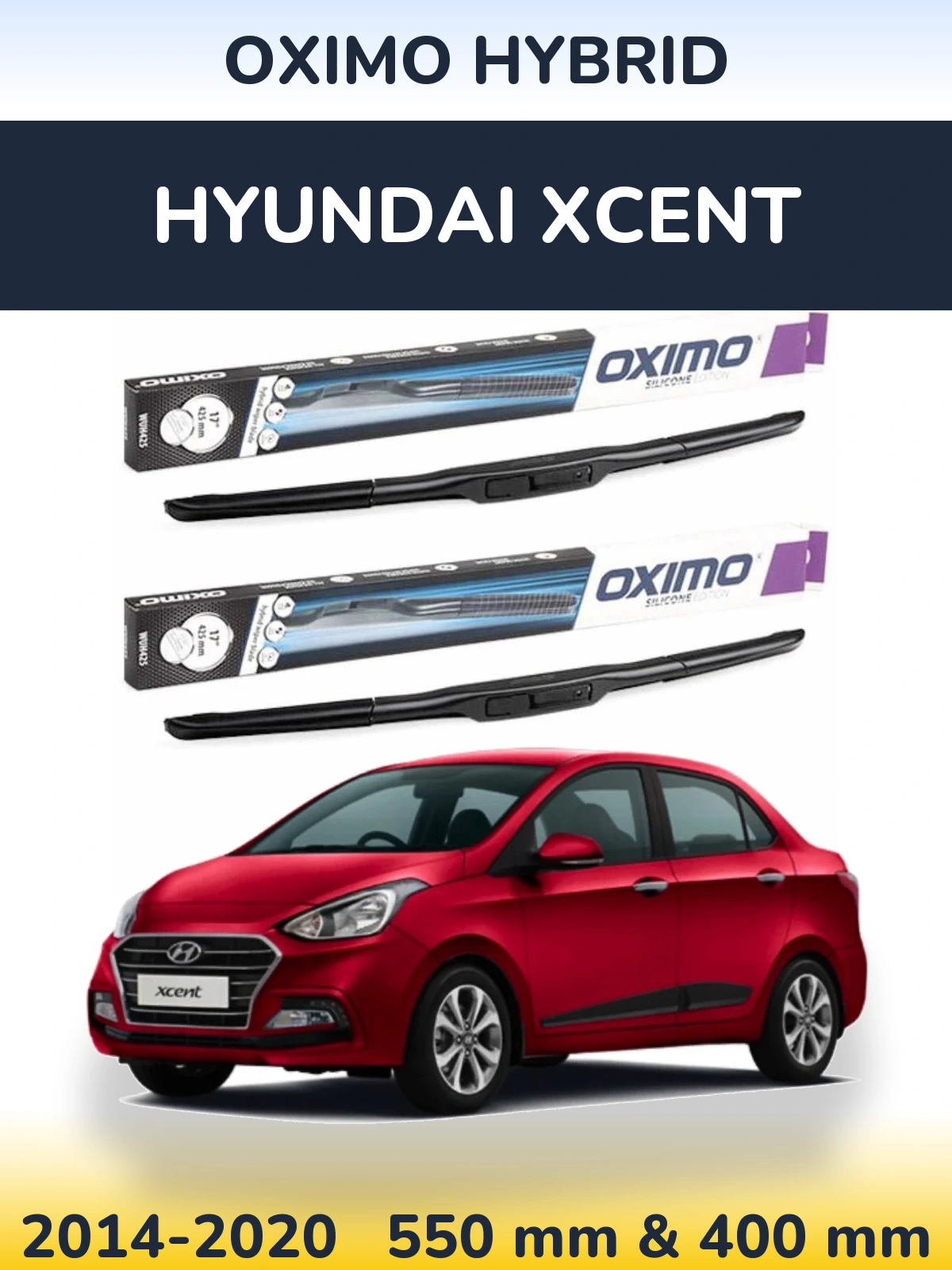Sada předních stěračů Oximo Hybrid 550 a 400 mm pro Hyundai Xcent 2014-2020
