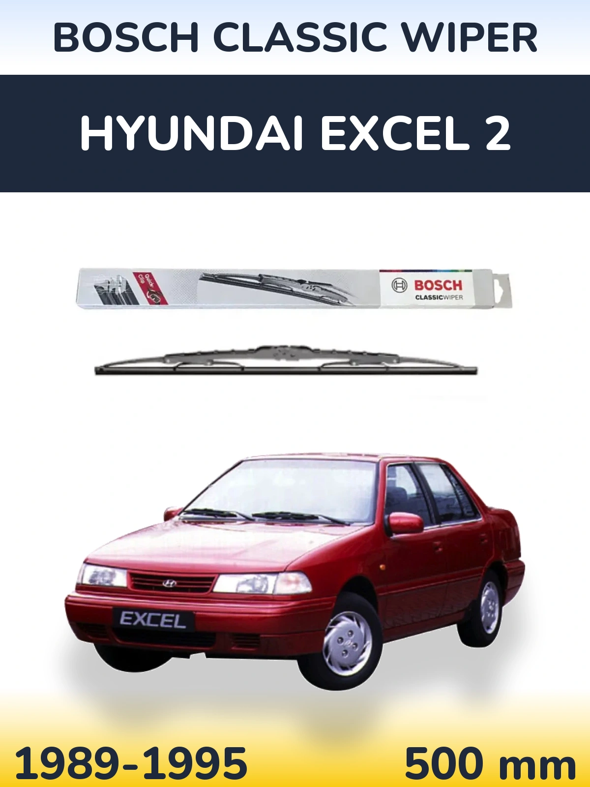 Zadní stěrač BOSCH Classic Wiper 500 mm pro Hyundai Excel 2 1989-1995