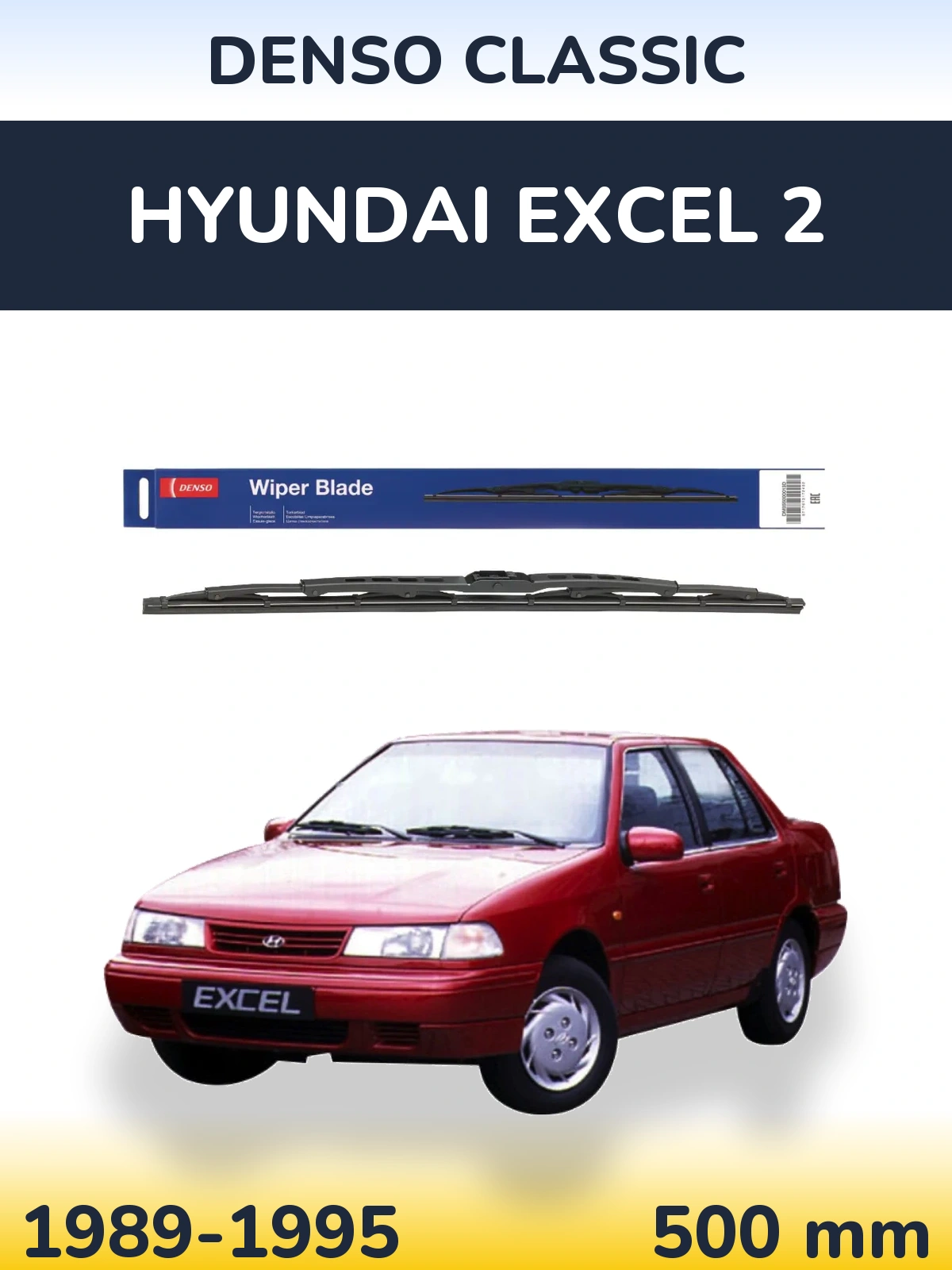 Zadní stěrač Denso Classic 500 mm pro Hyundai Excel 2 1989-1995