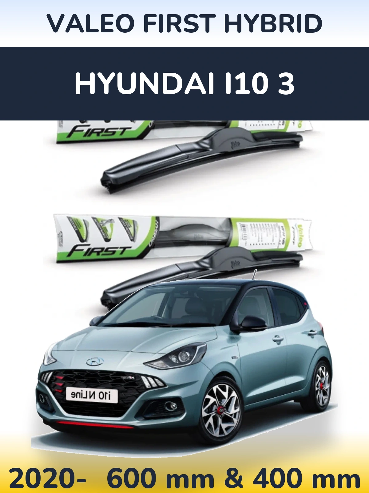 Комплект передніх щіток Valeo First Hybrid 600 & 400 мм для Hyundai i10 3 2020-2026