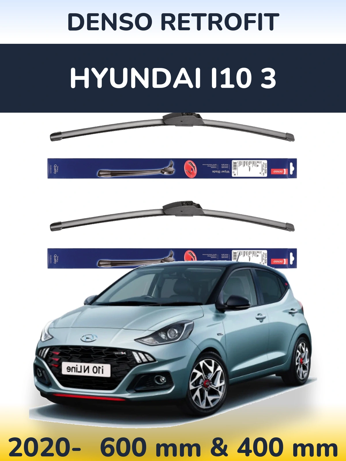 Sada předních stěračů Denso Retrofit 600 a 400 mm pro Hyundai i10 3 2020-2026