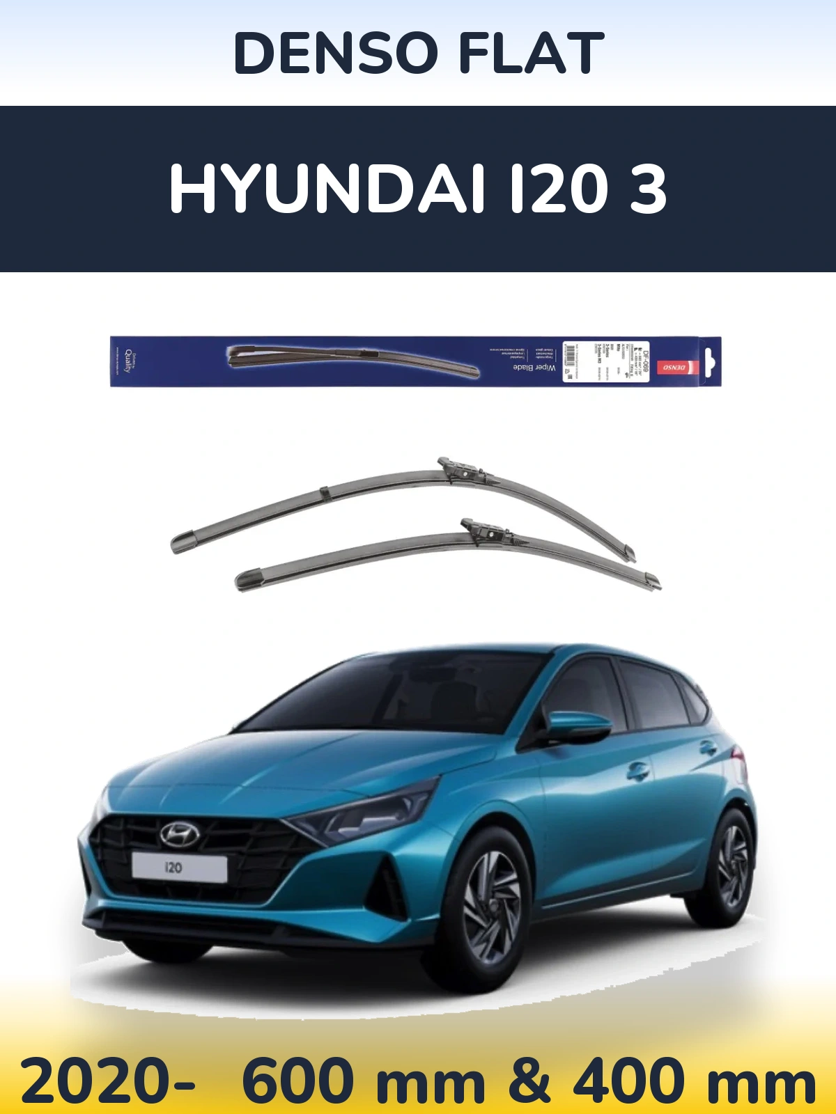 Sada předních stěračů Denso Flat 600 a 400 mm pro Hyundai i20 3 2020-2026
