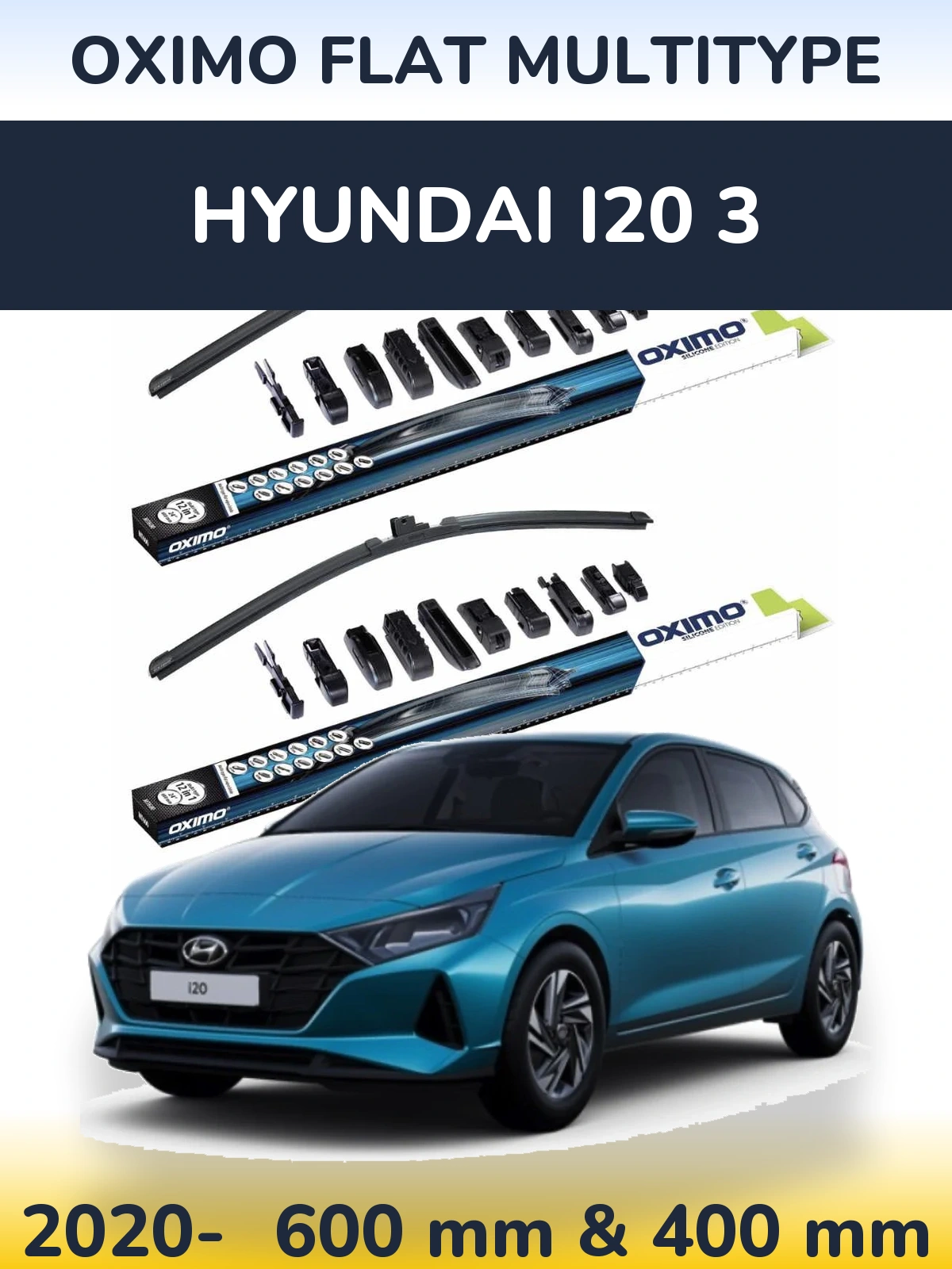 Sada předních stěračů Oximo Flat MultiType 600 a 400 mm pro Hyundai i20 3 2020-2026