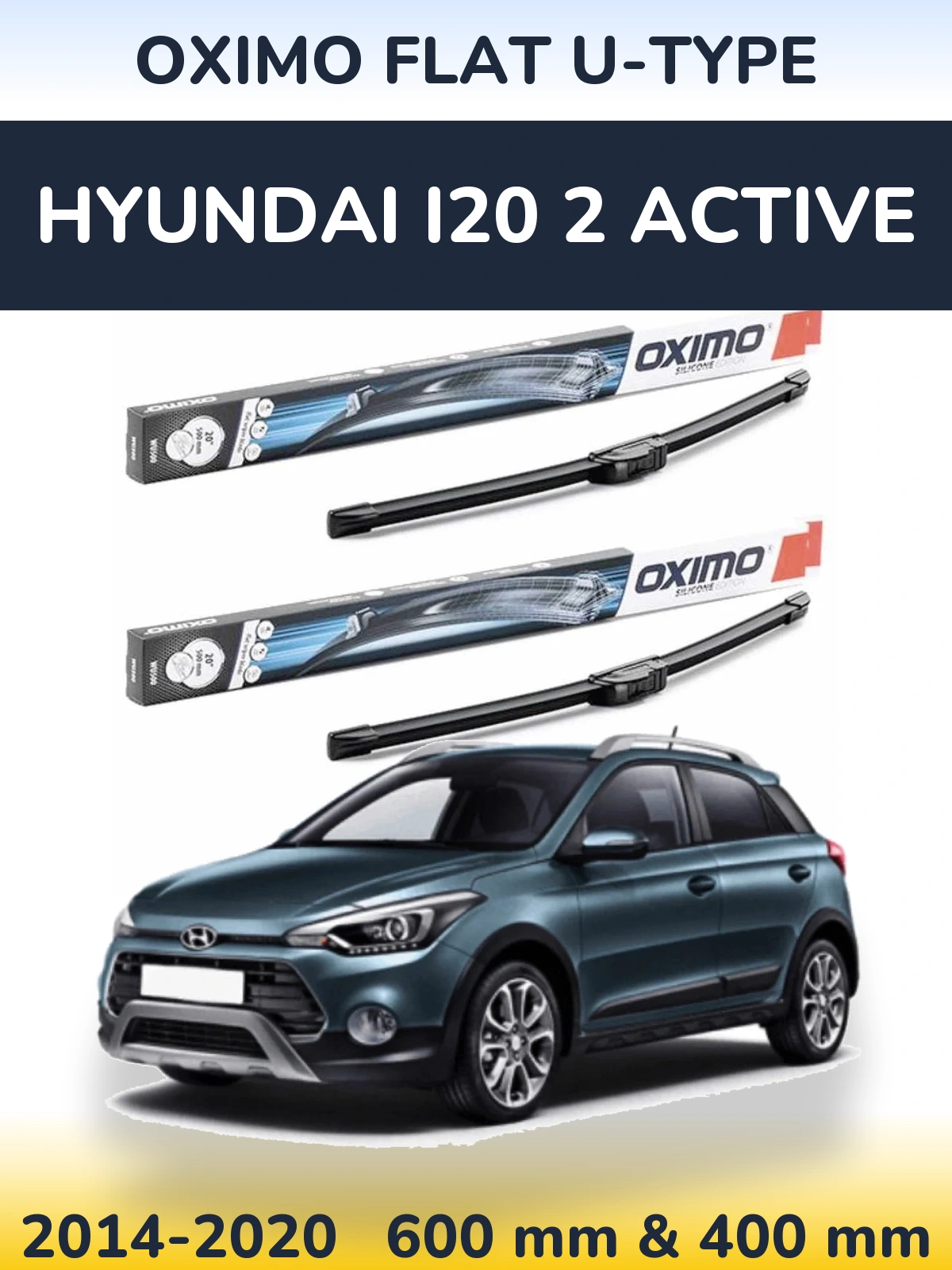 Sada předních stěračů Oximo Flat U-type 600 a 400 mm pro Hyundai i20 2 Active 2014-2020