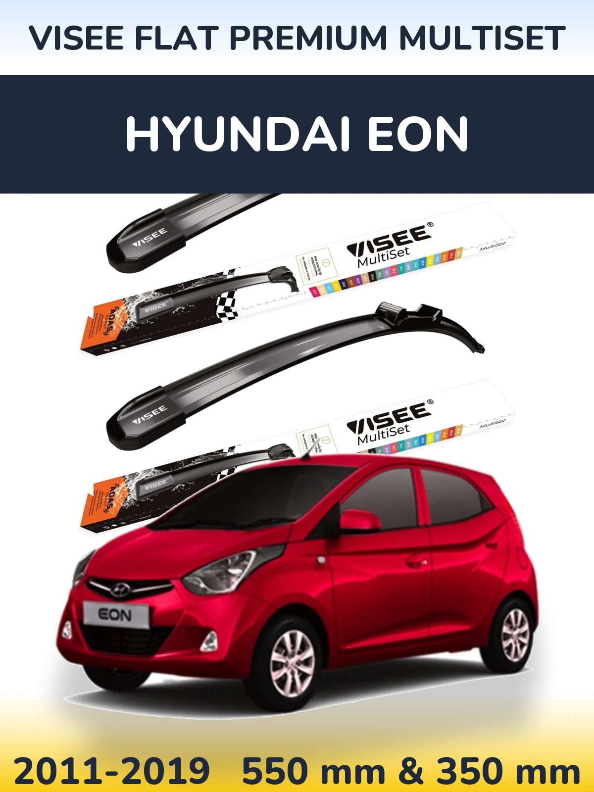 Sada předních stěračů VISEE FLAT PREMIUM MultiSet 550 a 350 mm pro Hyundai EON 2011-2019