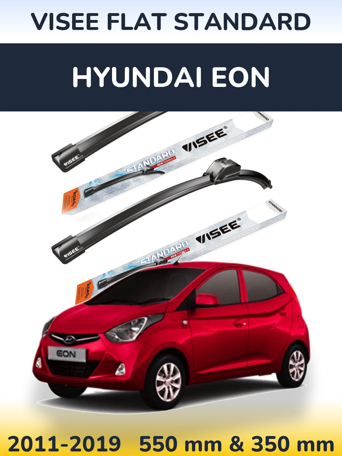 Комплект передніх щіток VISEE FLAT STANDARD 550 & 350 мм для Hyundai EON 2011-2019