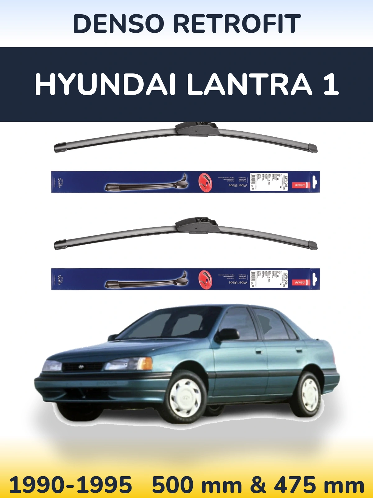 Комплект передніх щіток Denso Retrofit 500 & 475 мм для Hyundai Lantra 1 1990-1995