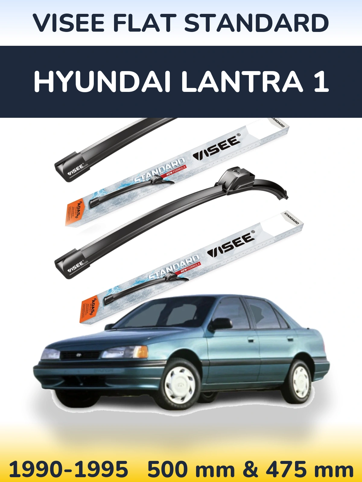 Sada předních stěračů VISEE FLAT STANDARD 500 a 475 mm pro Hyundai Lantra 1 1990-1995