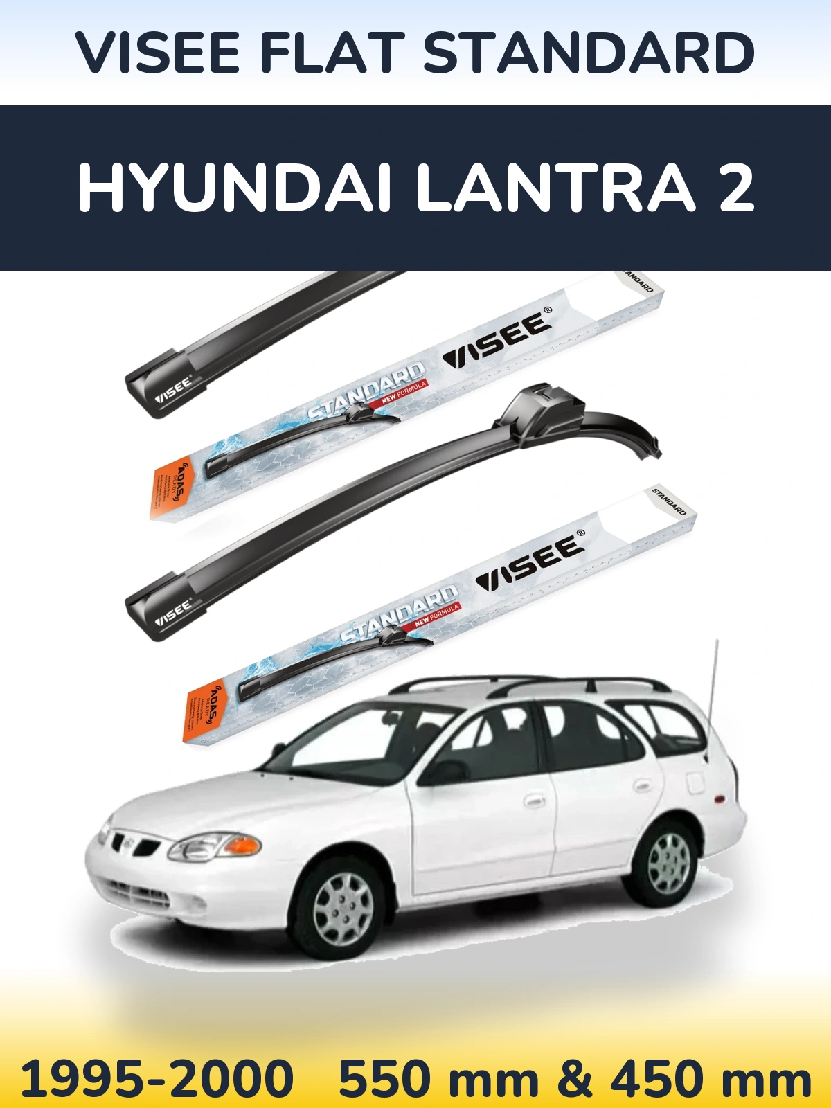 Sada předních stěračů VISEE FLAT STANDARD 550 a 450 mm pro Hyundai Lantra 2 1995-2000