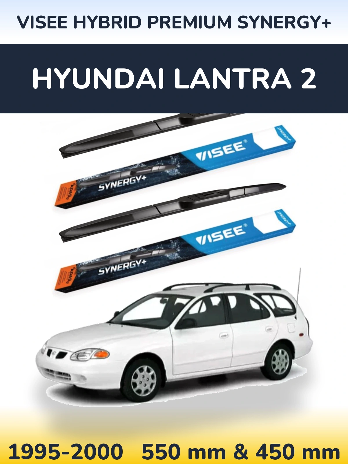 Sada předních stěračů VISEE HYBRID PREMIUM SYNERGY+ 550 a 450 mm pro Hyundai Lantra 2 1995-2000