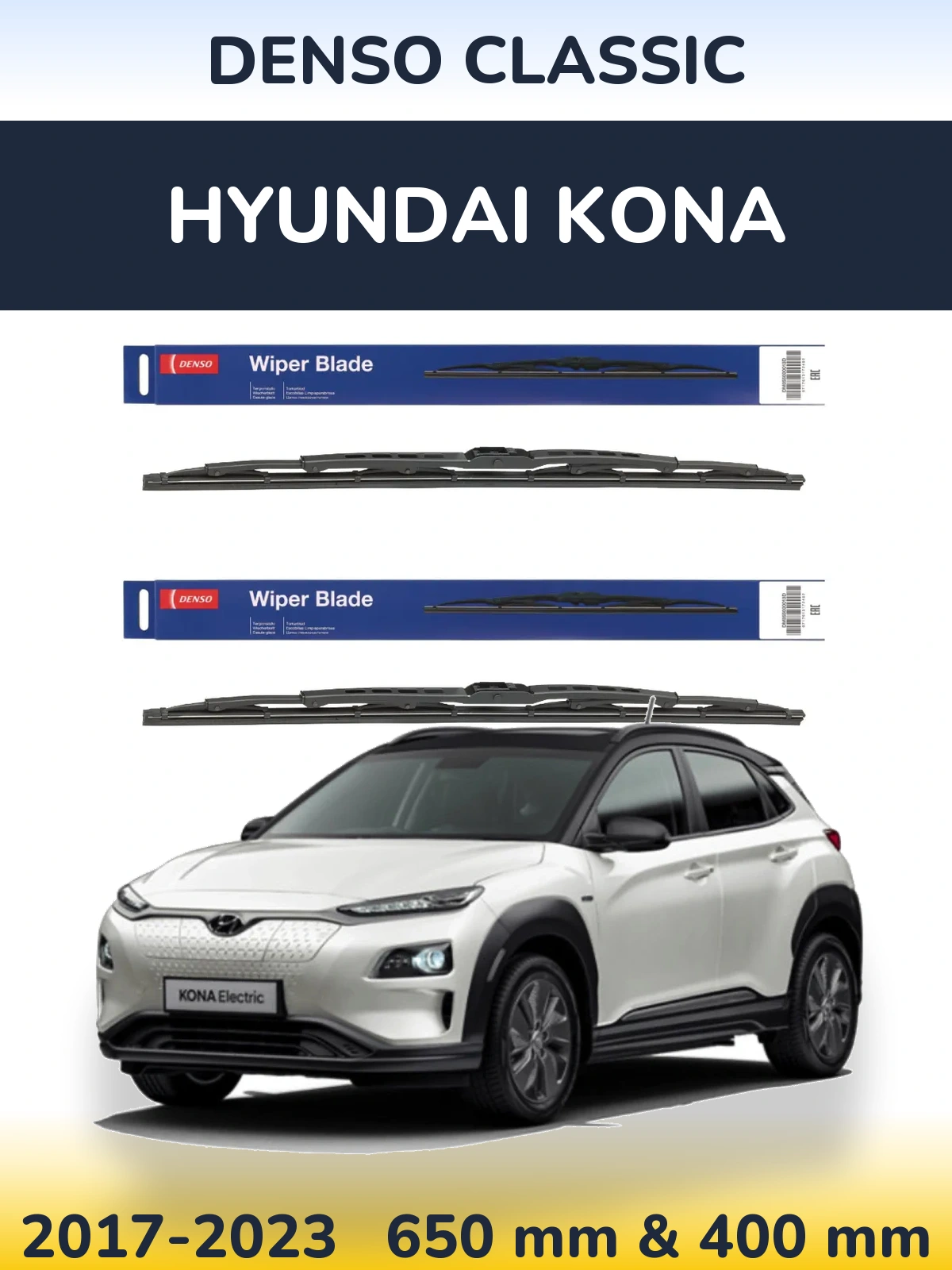 Sada předních stěračů Denso Classic 650 a 400 mm pro Hyundai Kona 2017-2023