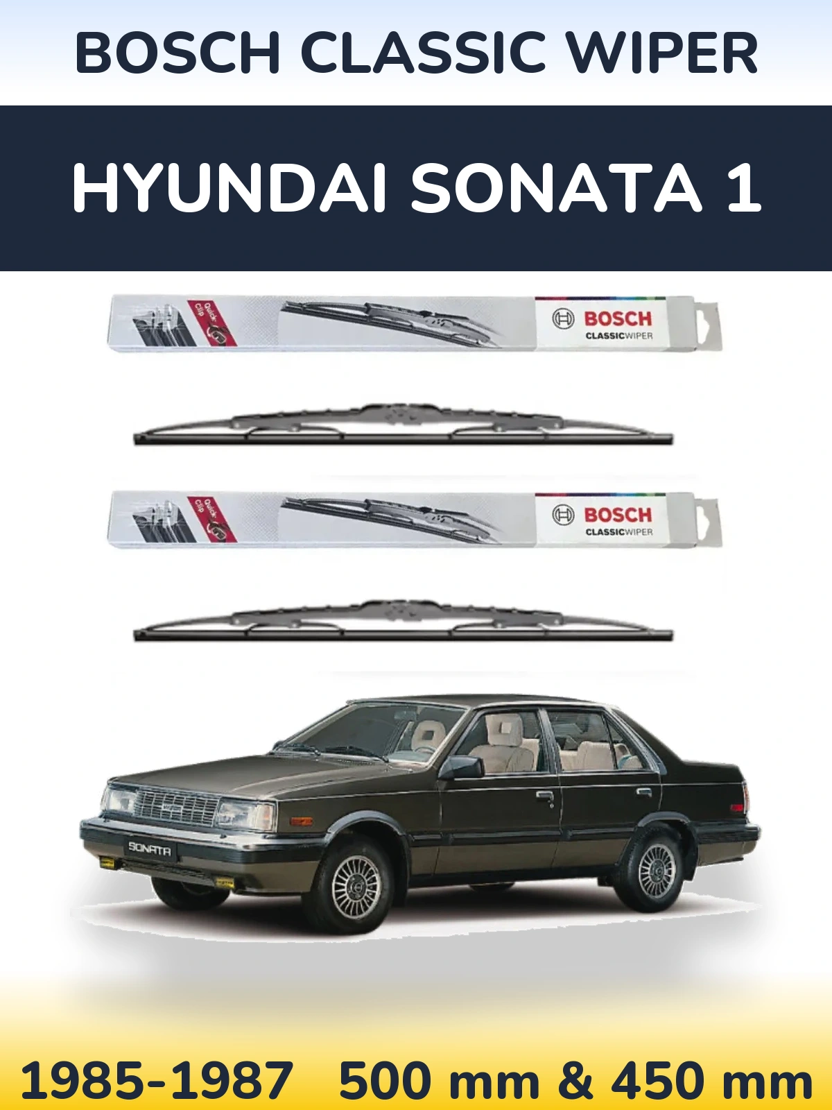 Sada předních stěračů BOSCH Classic Wiper 500 a 450 mm pro Hyundai Sonata 1 1985-1987