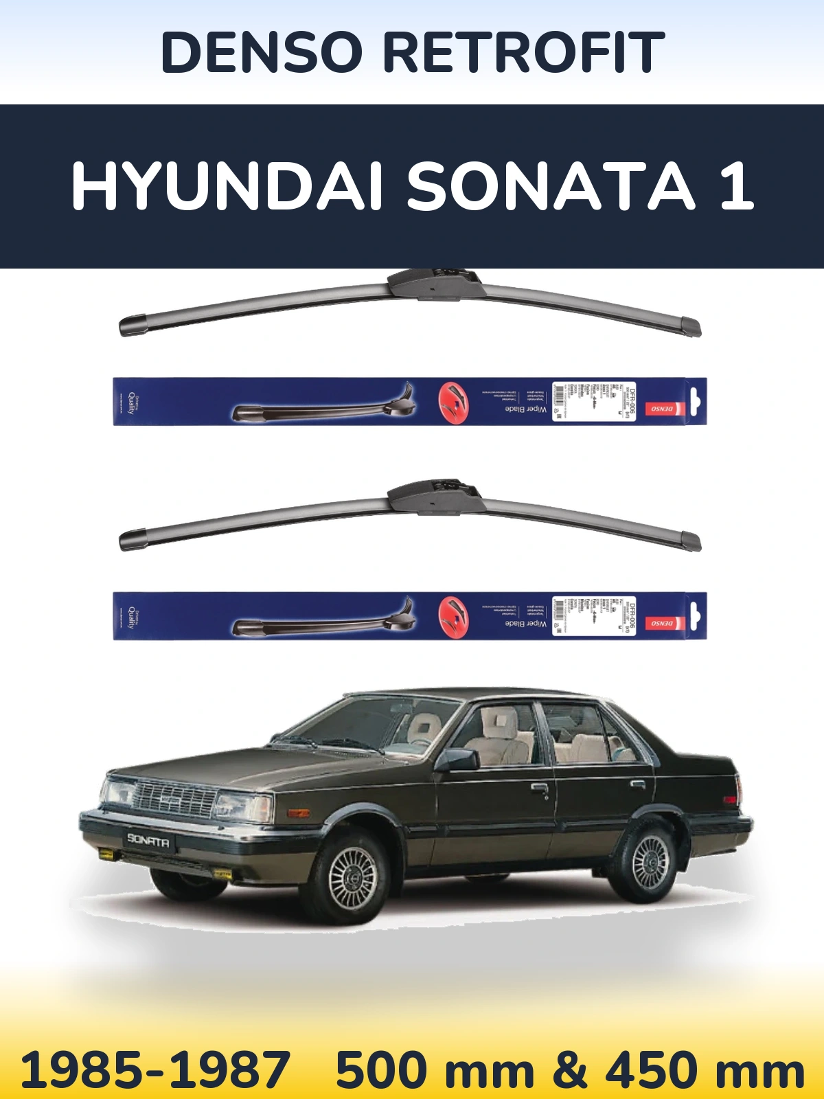 Sada předních stěračů Denso Retrofit 500 a 450 mm pro Hyundai Sonata 1 1985-1987