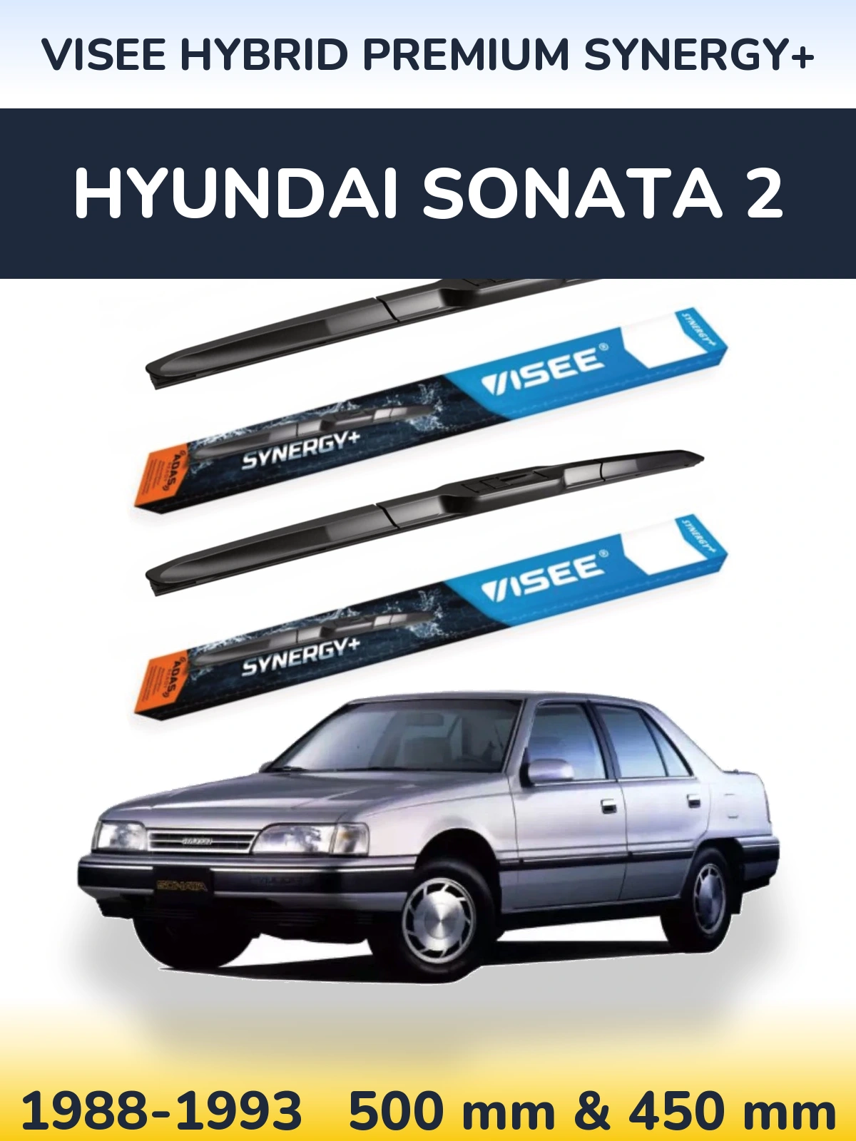 Комплект передніх щіток VISEE HYBRID PREMIUM SYNERGY+ 500 & 450 мм для Hyundai Sonata 2 1988-1993
