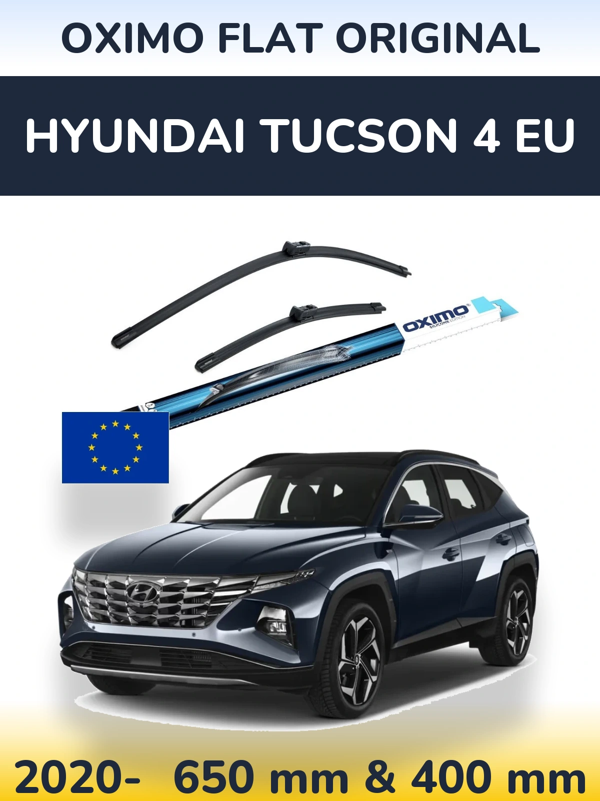 Комплект передніх щіток Oximo Flat Original 650 & 400 мм для Hyundai Tucson 4 EU 2020-2026