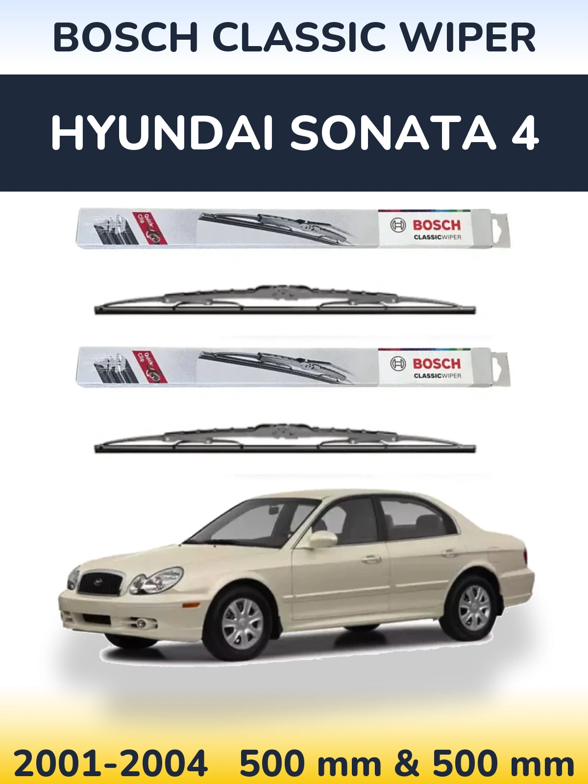 Sada předních stěračů BOSCH Classic Wiper 500 a 500 mm pro Hyundai Sonata 4 2001-2004