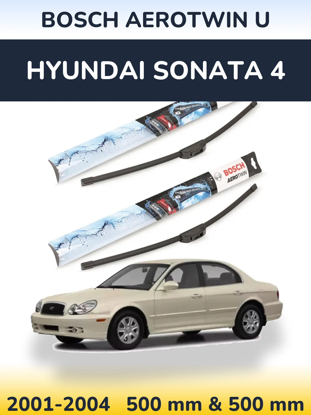 Sada předních stěračů BOSCH AeroTwin U 500 a 500 mm pro Hyundai Sonata 4 2001-2004
