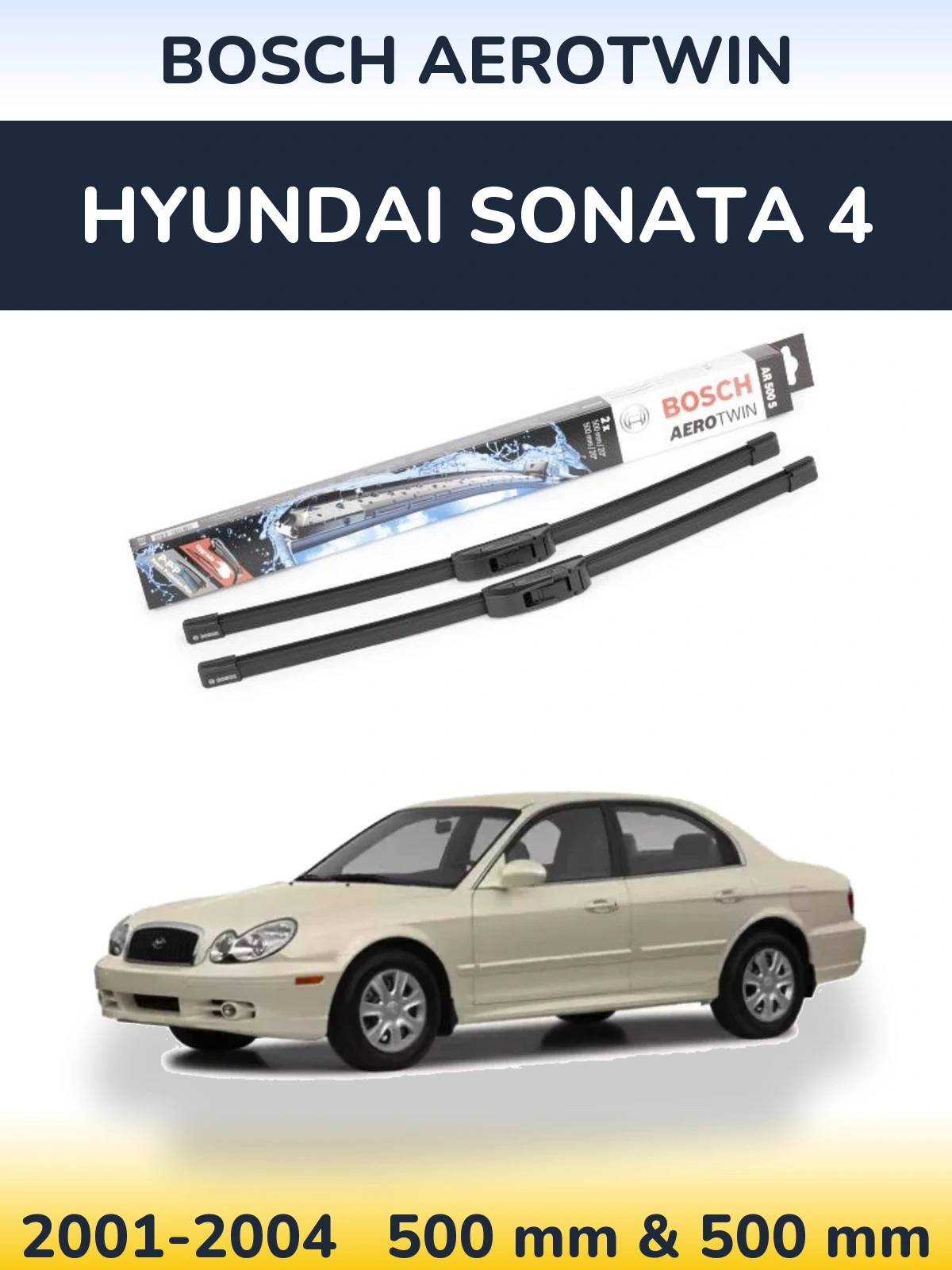 Sada předních stěračů BOSCH AeroTwin 500 a 500 mm pro Hyundai Sonata 4 2001-2004