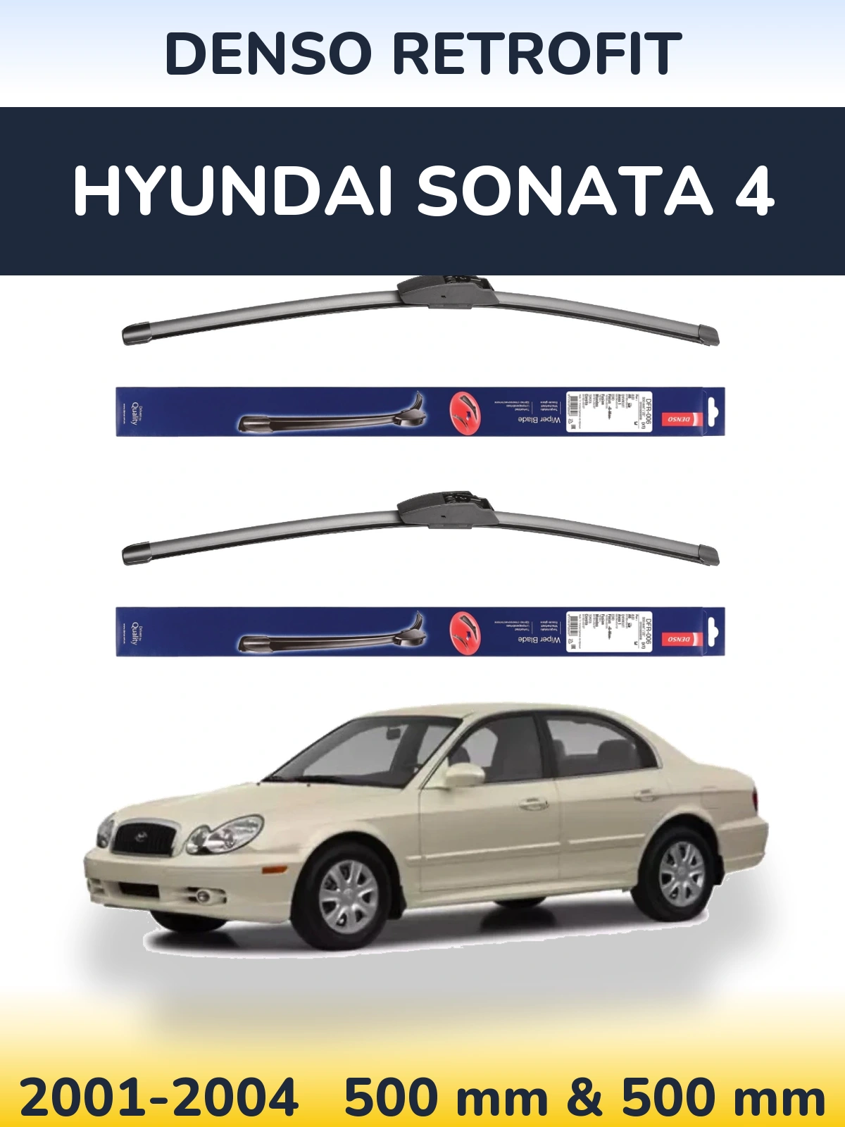 Sada předních stěračů Denso Retrofit 500 a 500 mm pro Hyundai Sonata 4 2001-2004