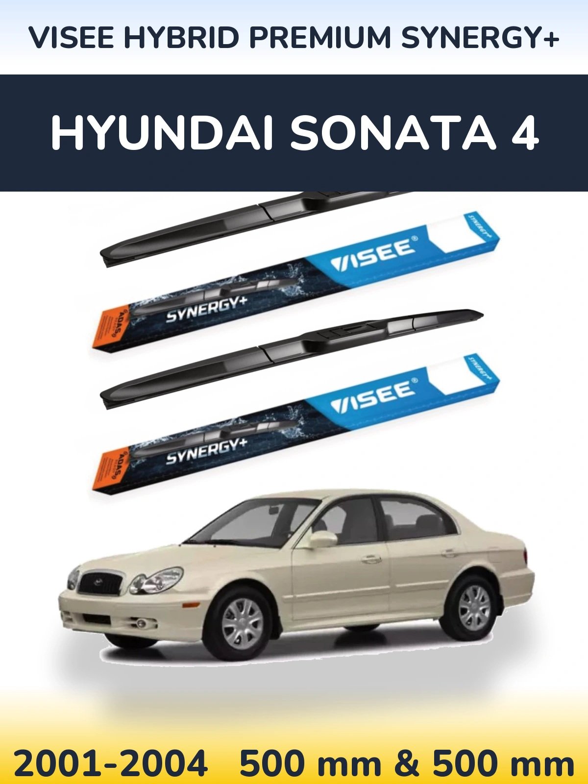 Sada předních stěračů VISEE HYBRID PREMIUM SYNERGY+ 500 a 500 mm pro Hyundai Sonata 4 2001-2004
