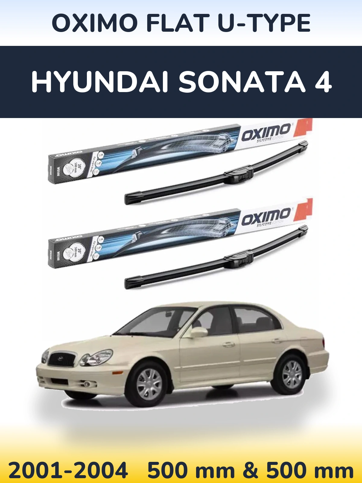 Sada předních stěračů Oximo Flat U-type 500 a 500 mm pro Hyundai Sonata 4 2001-2004