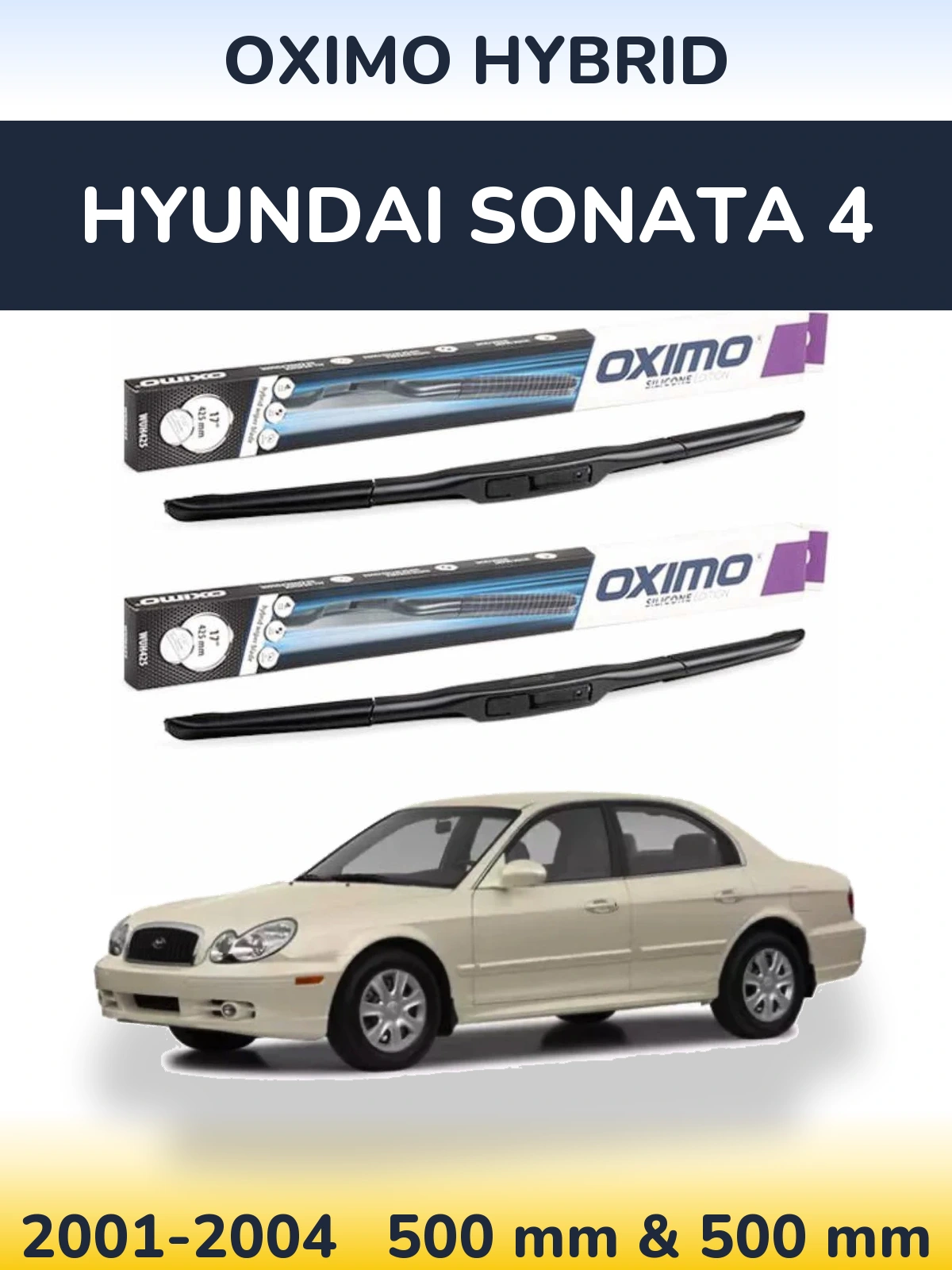 Sada předních stěračů Oximo Hybrid 500 a 500 mm pro Hyundai Sonata 4 2001-2004