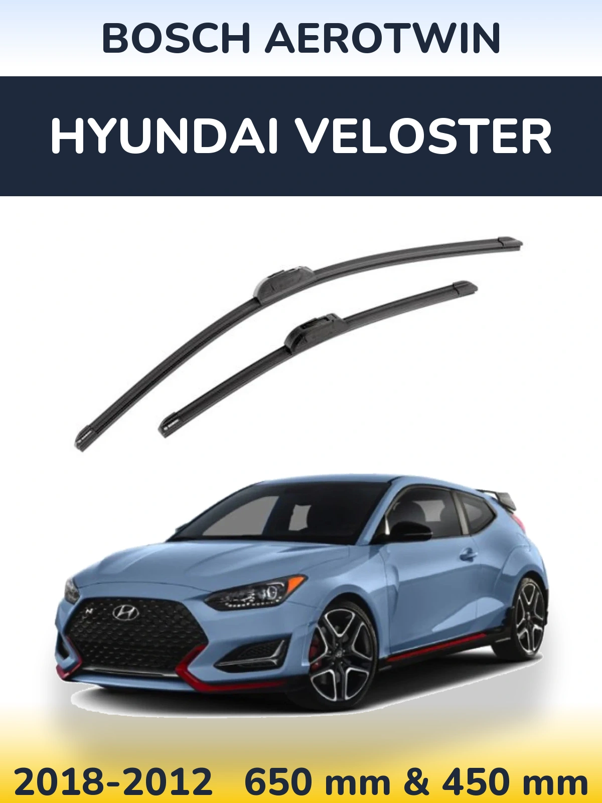 Комплект передніх щіток BOSCH AeroTwin 650 & 450 мм для Hyundai Veloster 2018-2012