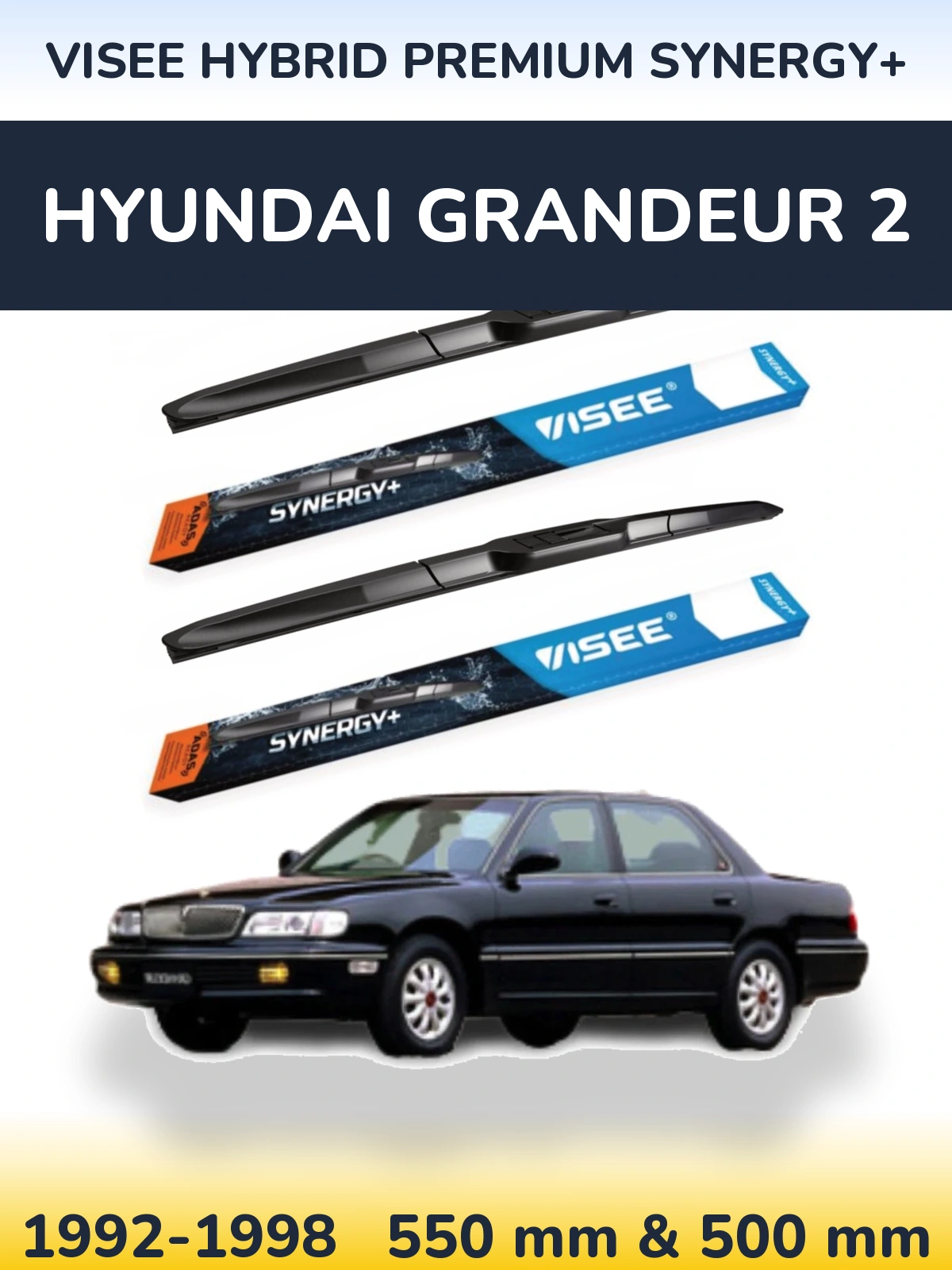 Sada předních stěračů VISEE HYBRID PREMIUM SYNERGY+ 550 a 500 mm pro Hyundai Grandeur 2 1992-1998